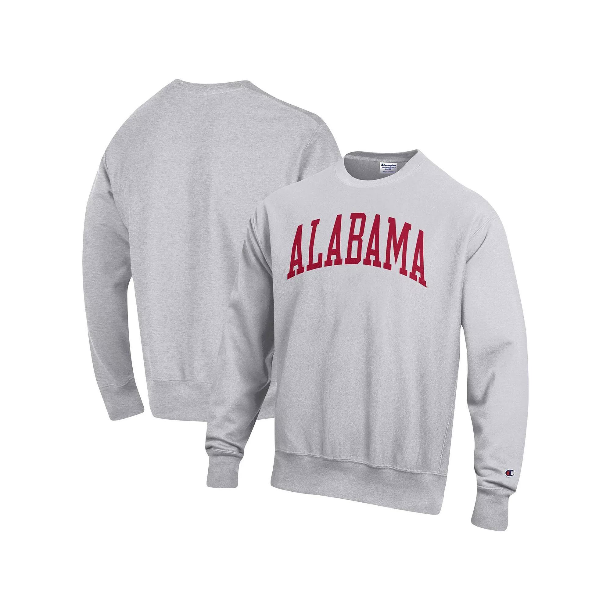 Men's Champion Heathered Gray Alabama Crimson Tide Arch Reverse Weave Pullover Sweatshirt, Size: Medium, Grey Product Image
