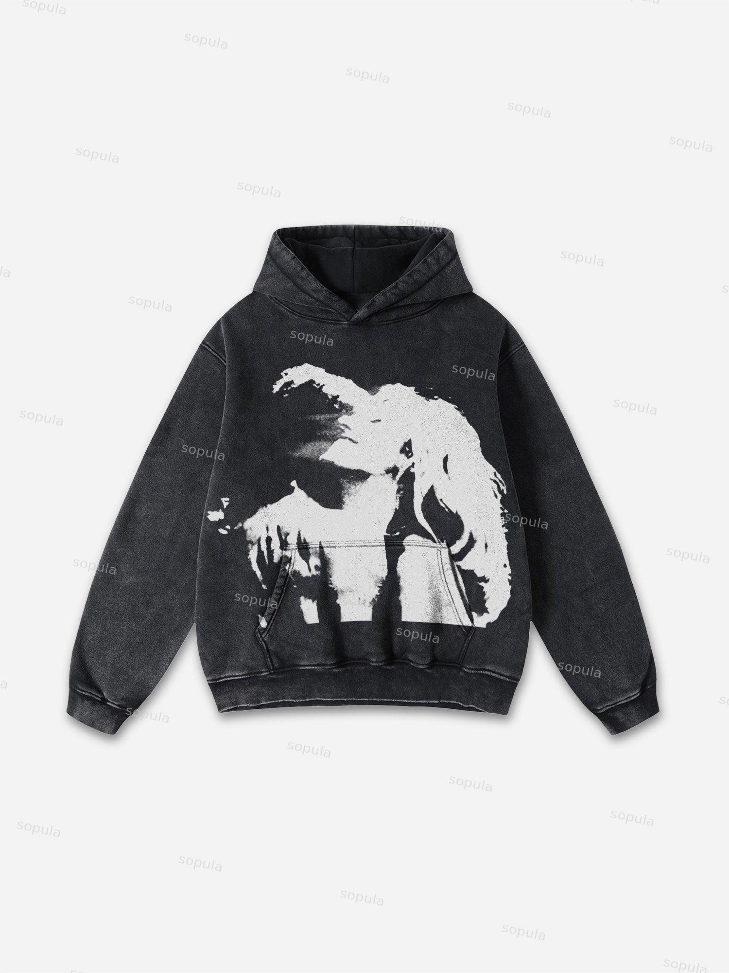 Vintage Spider Graphic Acid Washed Oversized Hoodie Product Image