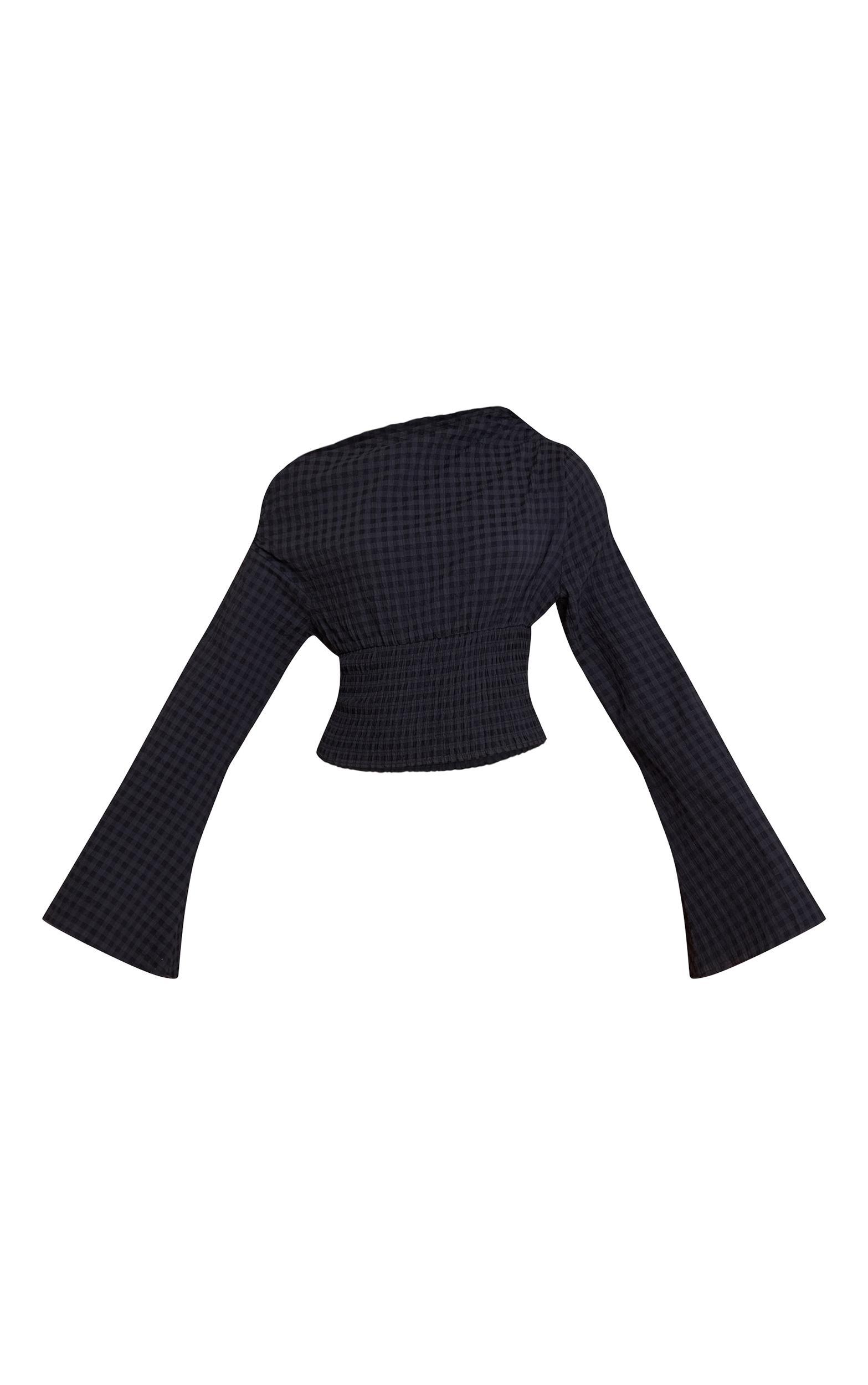 Black Asymmetric Ruched Detail Top Product Image