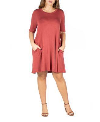 Plus Size Knee Length Pocket T-shirt Dress Product Image