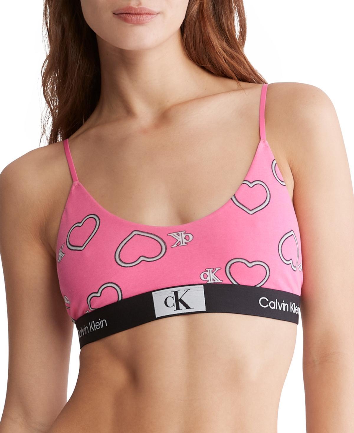 Calvin Klein Womens Calvin Klein 1996 V-Day Cotton Stretch Unlined Bralette - Pink - XS Product Image