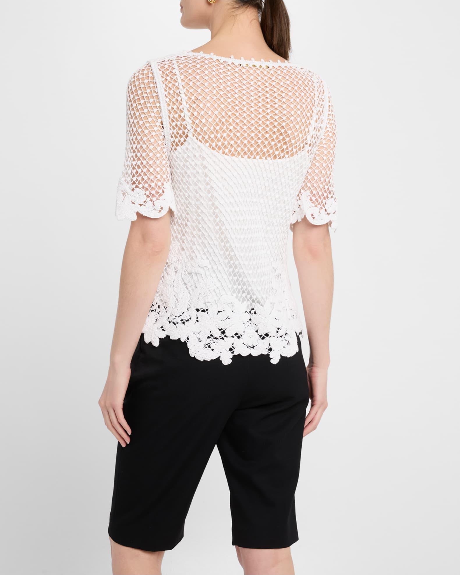 Sylvs Floral Crochet Rosette Net Blouse Product Image