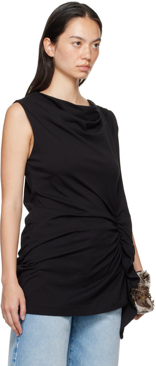 DRIES VAN NOTEN Draped Cotton Jersey Top In 900 Black Product Image