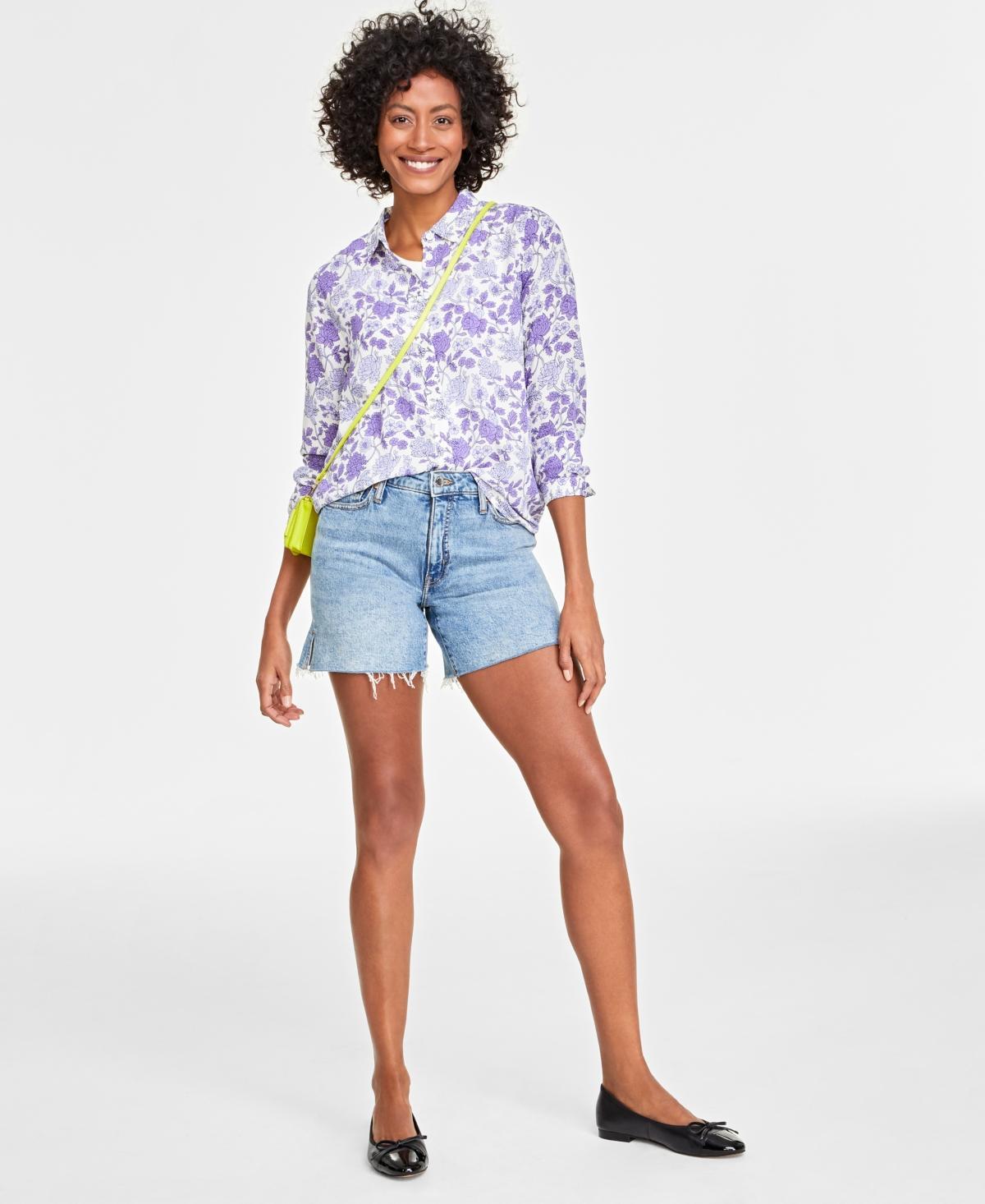 On 34th Womens Button-Front Crepe Shirt, Created for Macys Product Image