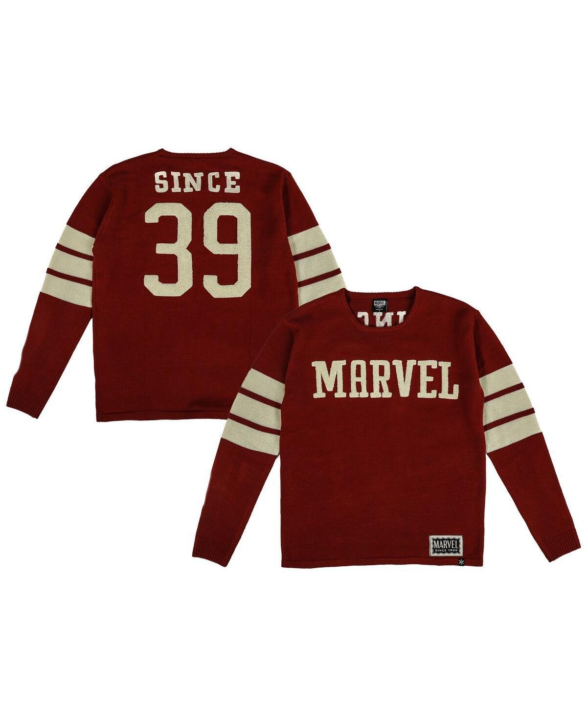 Mens Red Marvel Graphic Varsity Sweater Product Image