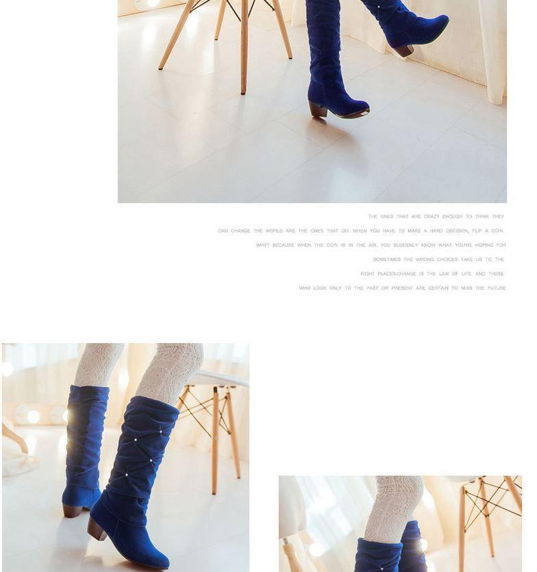 Low Heel Rhinestone Tall Boots Product Image