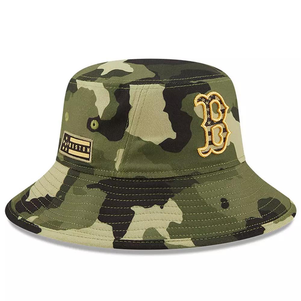 Men's New Era Camo Boston Red Sox 2022 Armed Forces Day Bucket Hat, Green Product Image