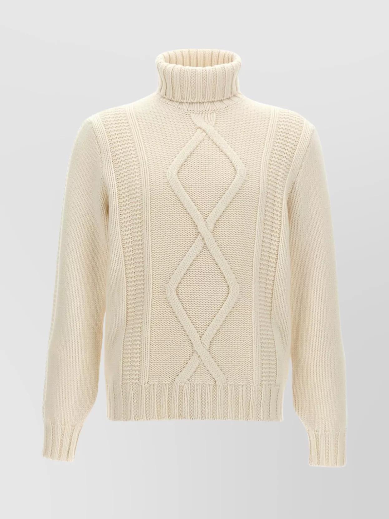 Cozy Cashmere Turtleneck Sweater With Cable Knit In Neutral Product Image