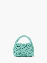 SMALL CABLE KNIT BAG - LEATHER DRAWCORD TOP HANDLE BAG in green | JW Anderson US  Product Image