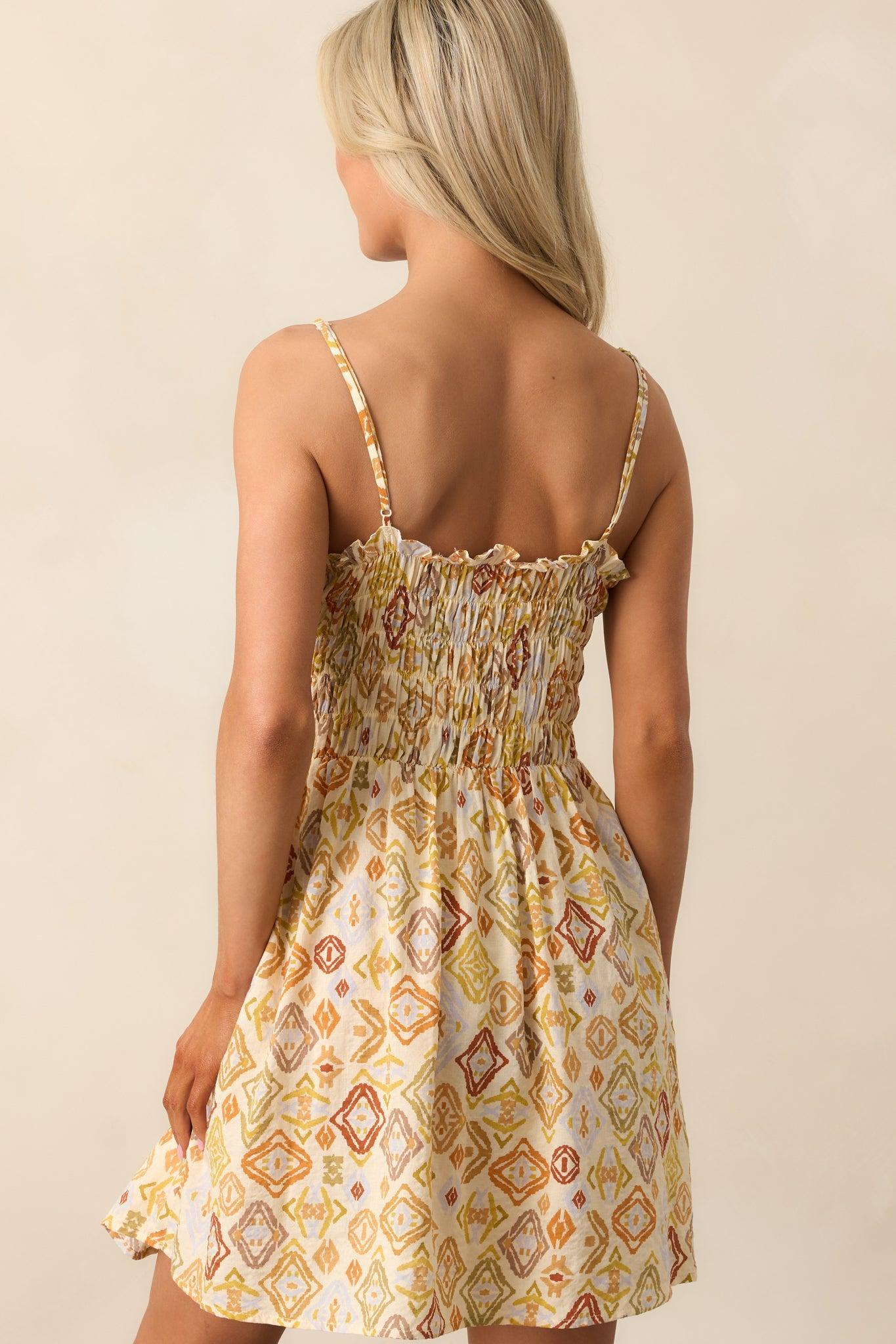 Oceanic Opulence Beige Multi Print Mini Dress Product Image