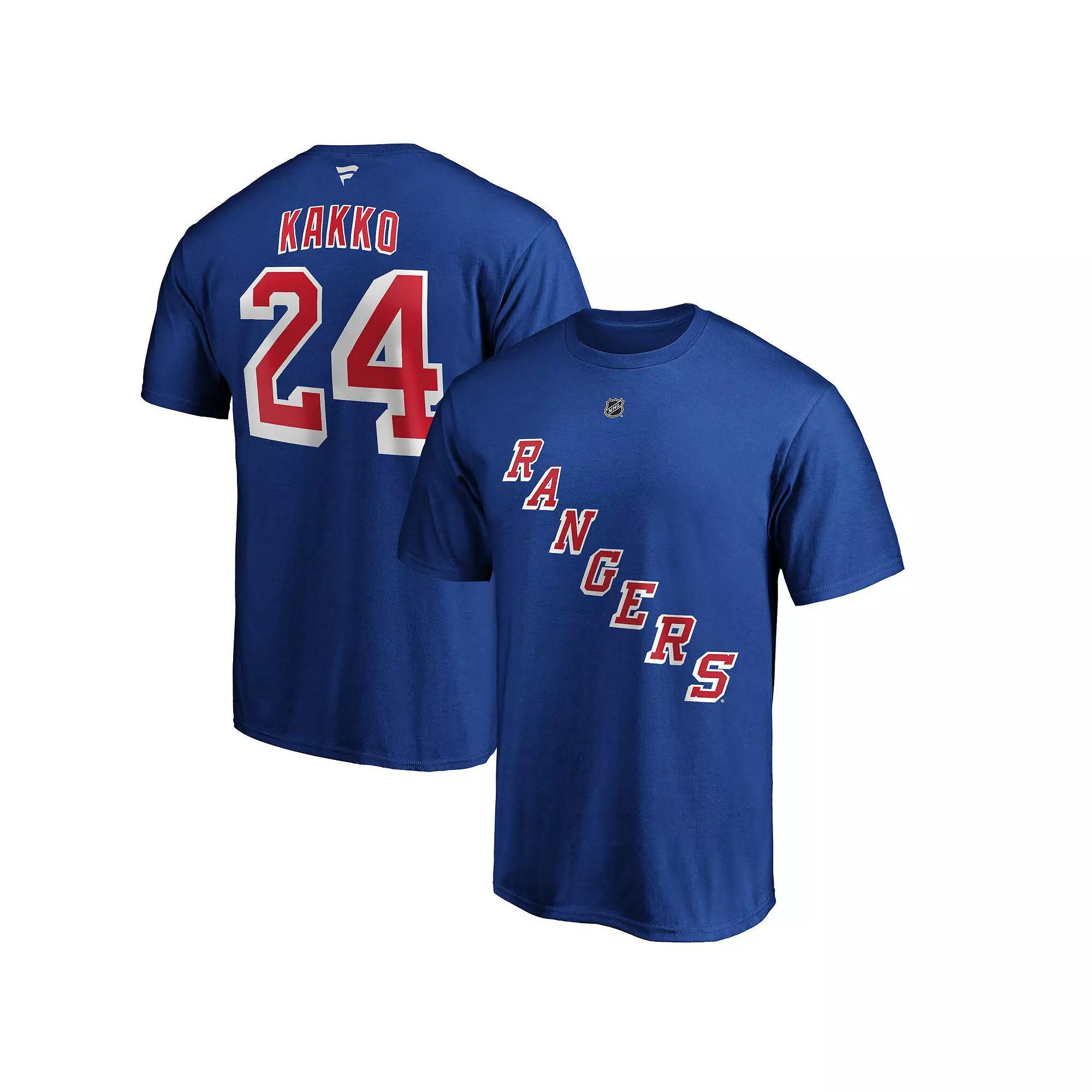 Men's Fanatics Branded Kaapo Kakko Blue New York Rangers Player Authentic Stack Name & Number T-Shirt, Size: 2XL, Ran Blue Product Image