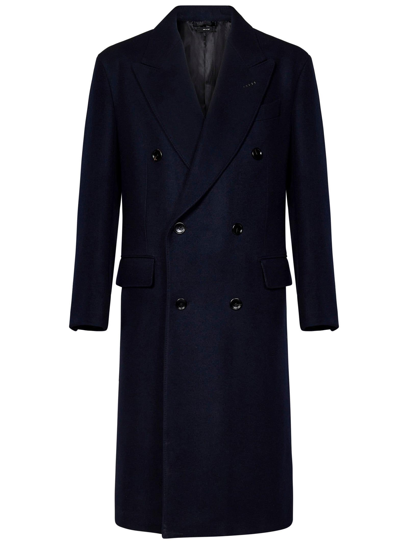 TOM FORD Double-breasted Coat In Blue Product Image