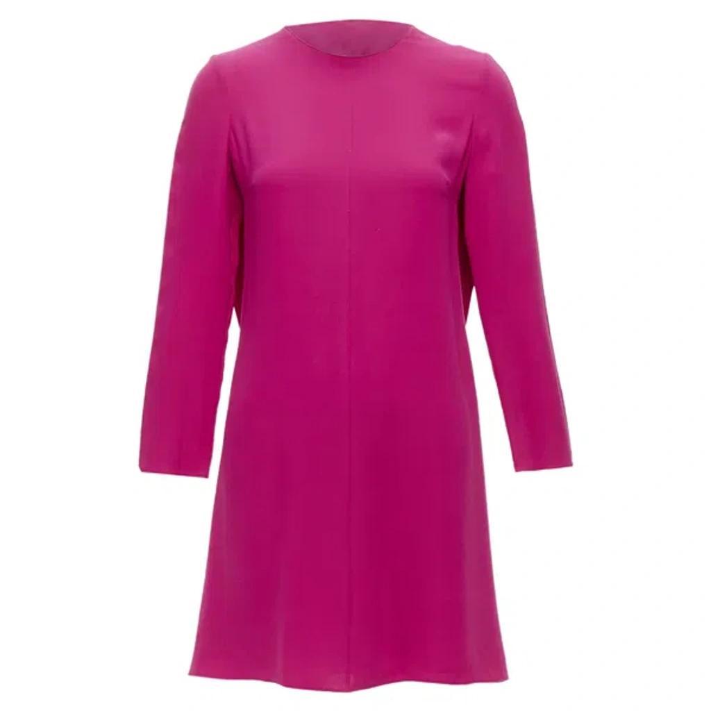 VALENTINO Silk Keyhole Side Pleats Shift Dress In Pink Product Image