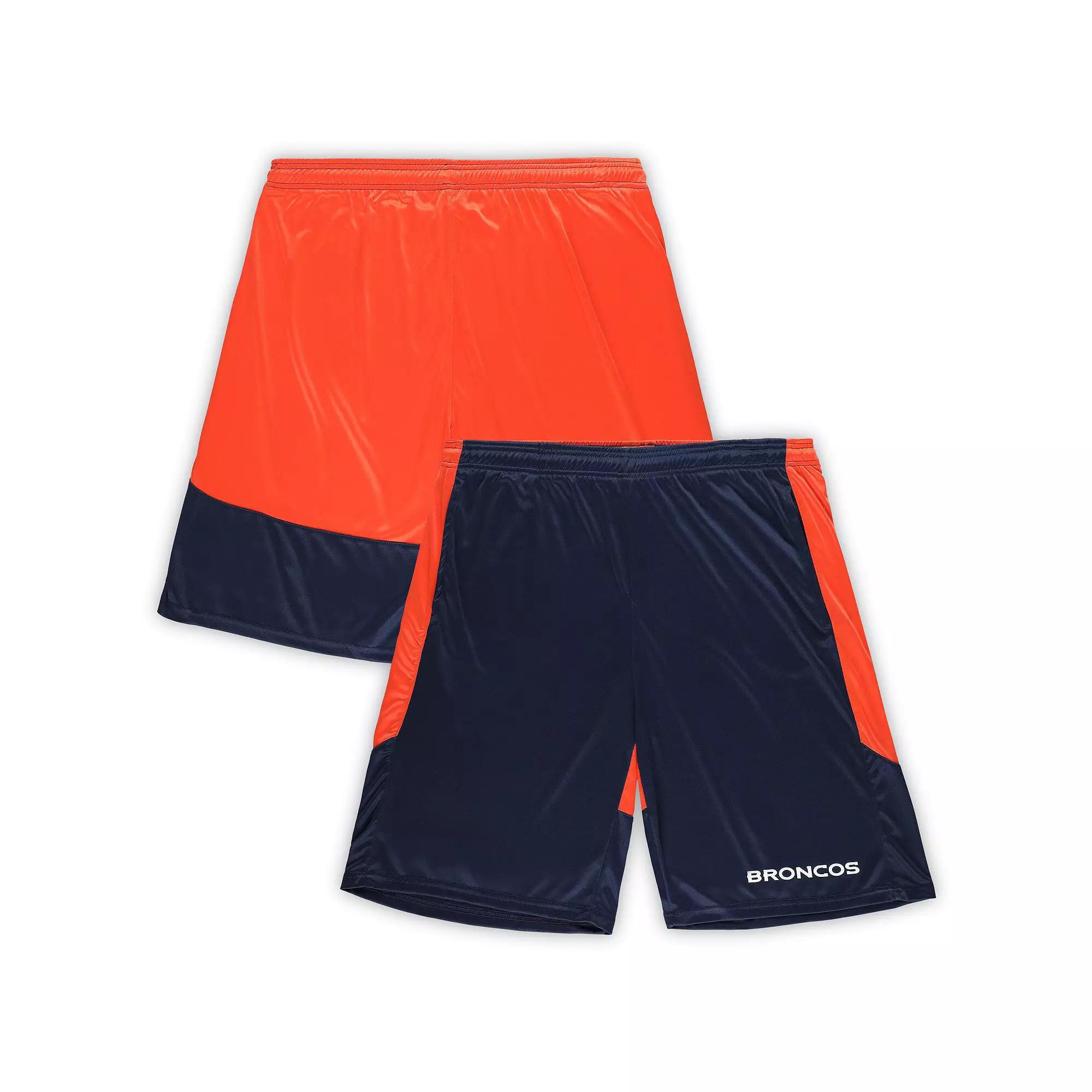 Men's Fanatics Navy/Orange Denver Broncos Big & Tall Synthetic Launch Shorts, Size: 4XLT, Blue Product Image