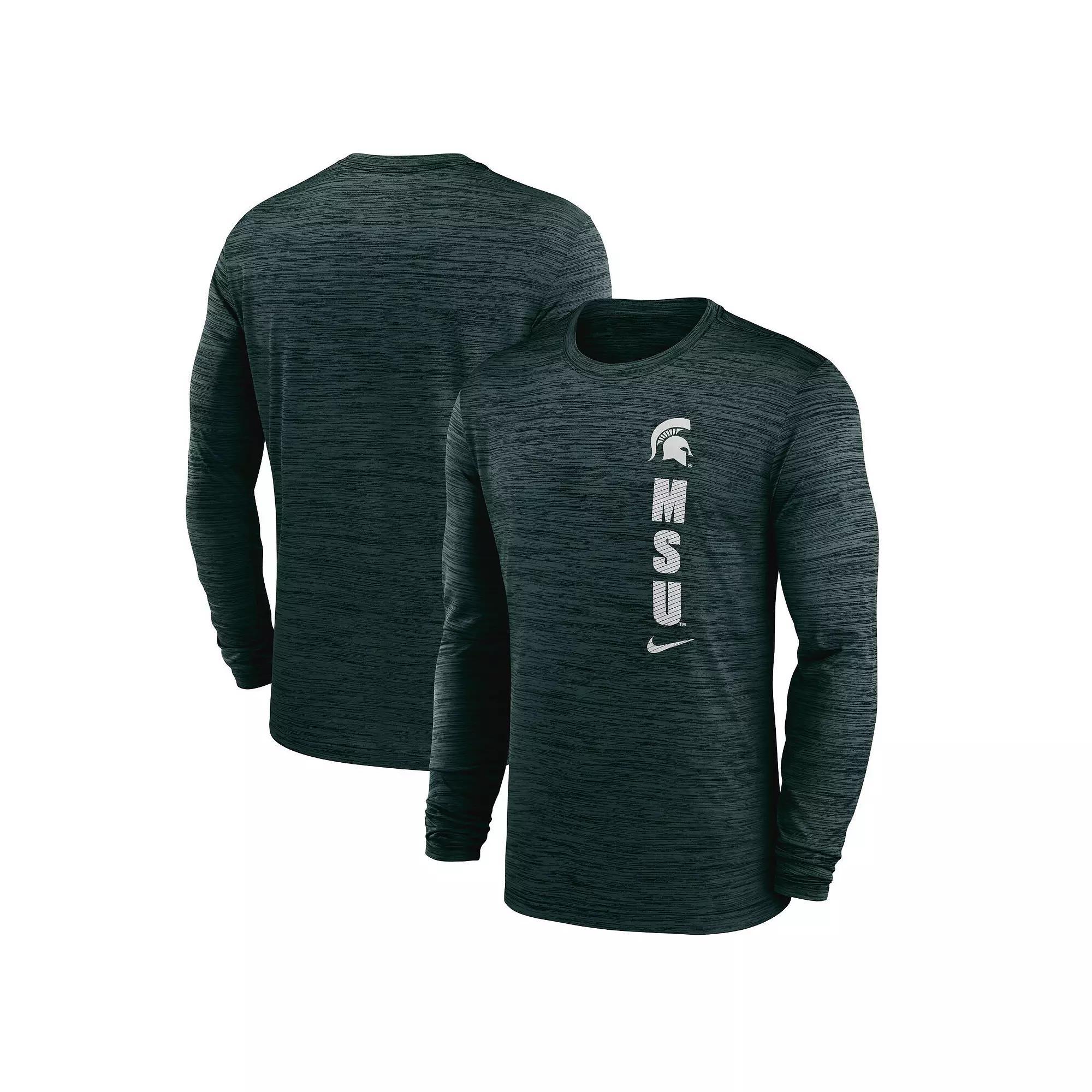 Men's Nike Green Michigan State Spartans 2024 Sideline Velocity Performance Long Sleeve T-Shirt,  Product Image
