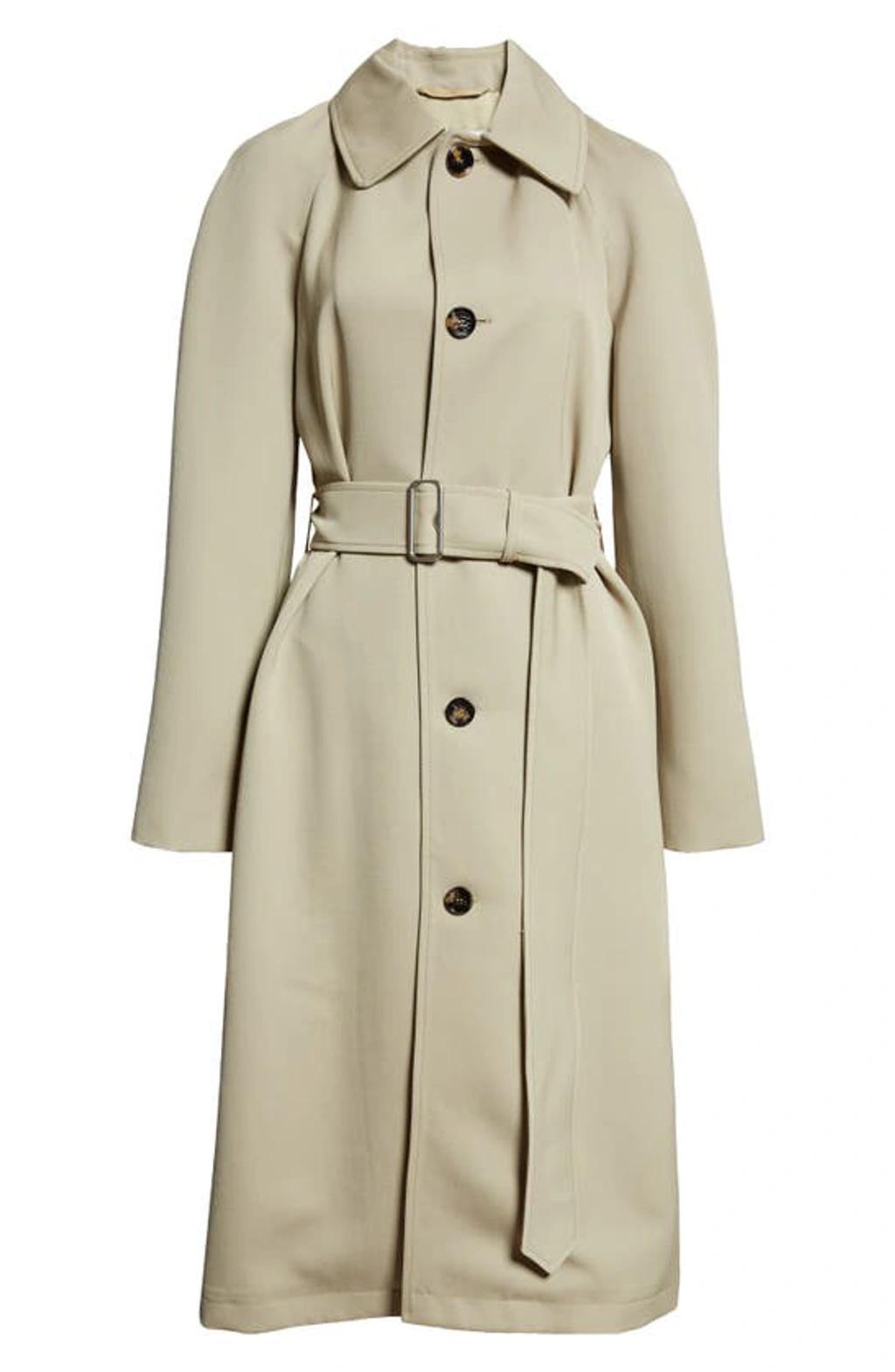 BURBERRY Belted Wool Coat In Hunter Product Image