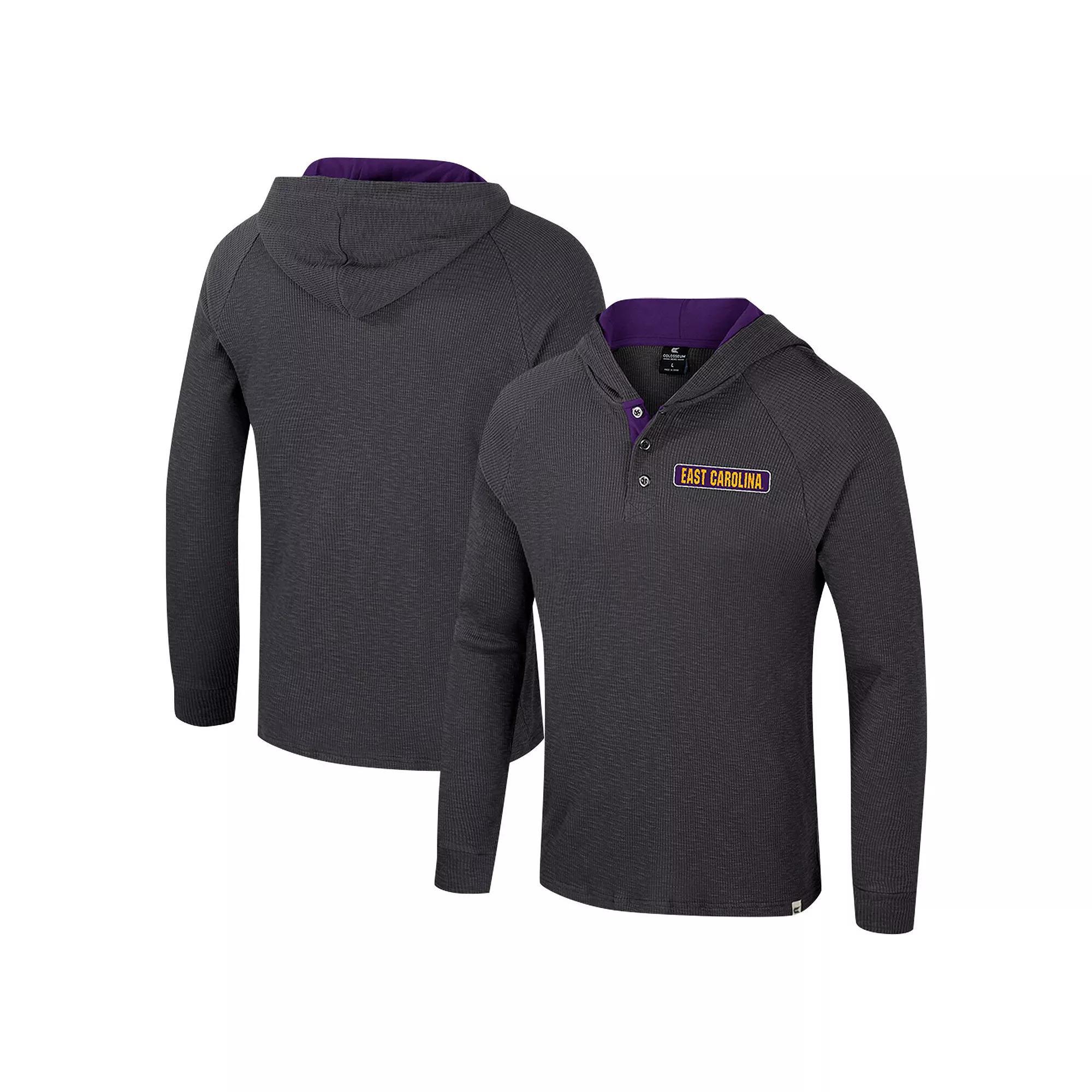 Men's Colosseum Charcoal Air Force Falcons Dujour Ralgan Long Sleeve Henley Hoodie T-Shirt,  Product Image