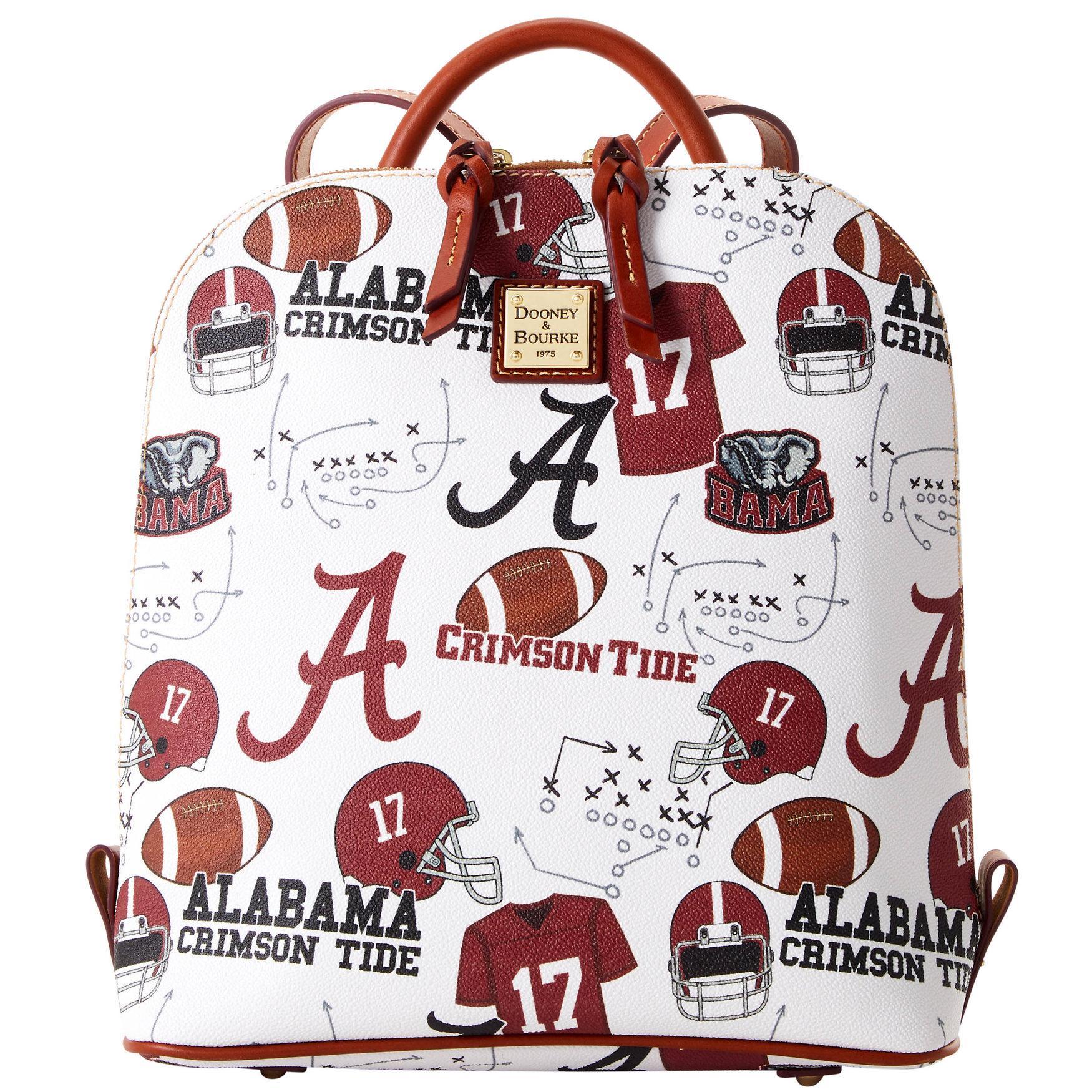 Dooney & Bourke Womens Collegiate University of Alabama Zip Pod Coated Cotton Backpack in White Multi Product Image