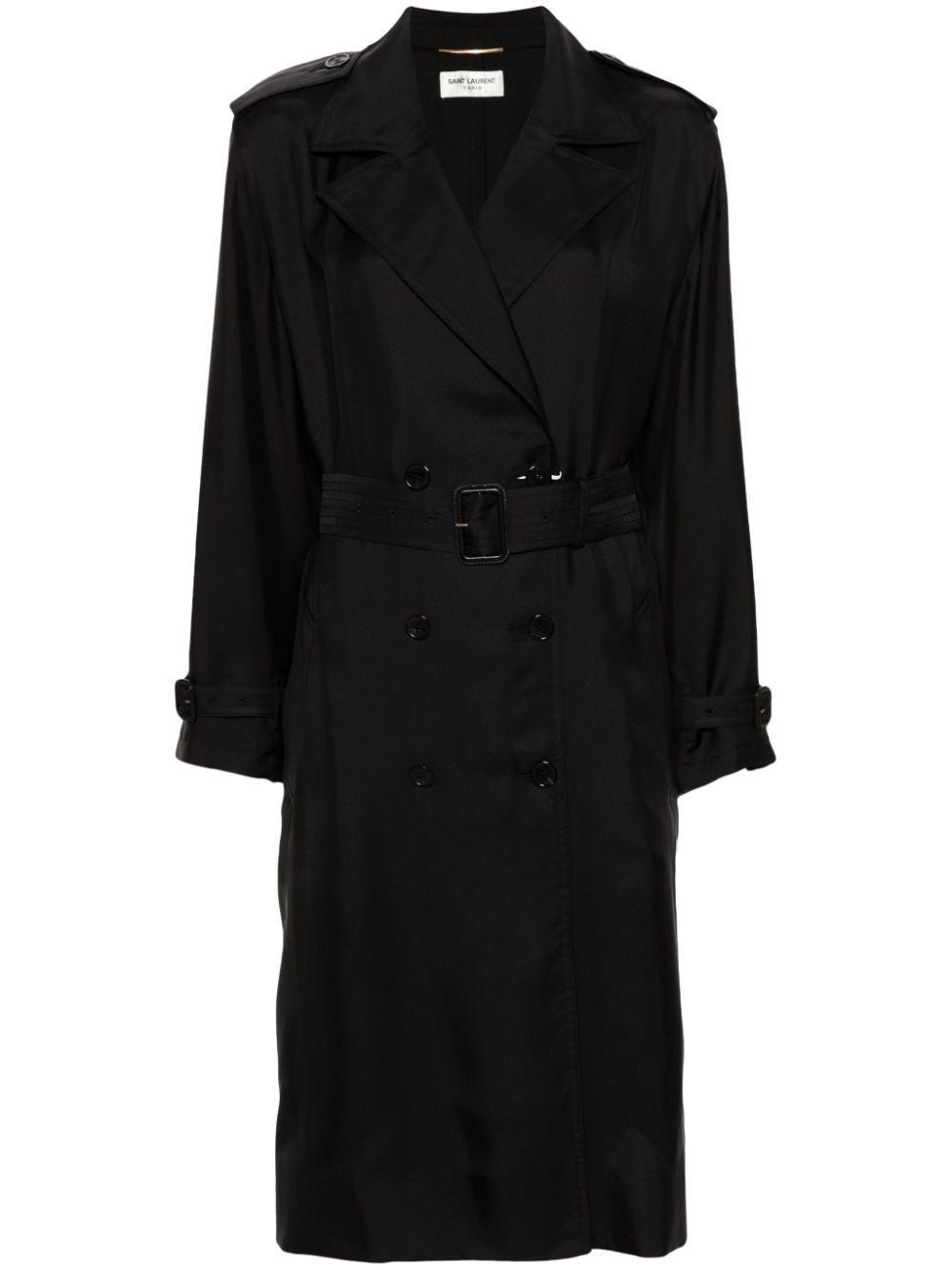 SAINT LAURENT Silk Trench Coat In Black Product Image