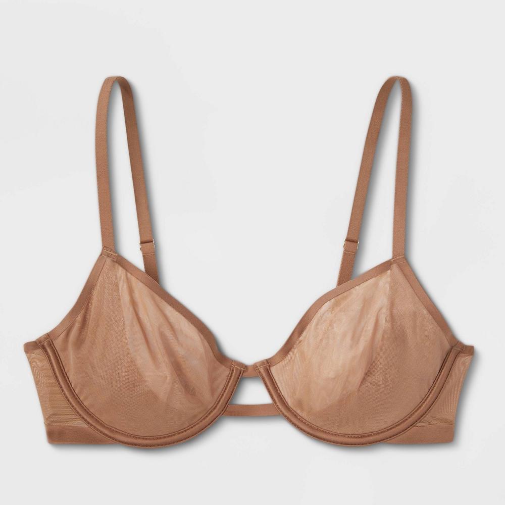 Womens Mesh Unlined Demi Bra - Auden Brown 34B Product Image