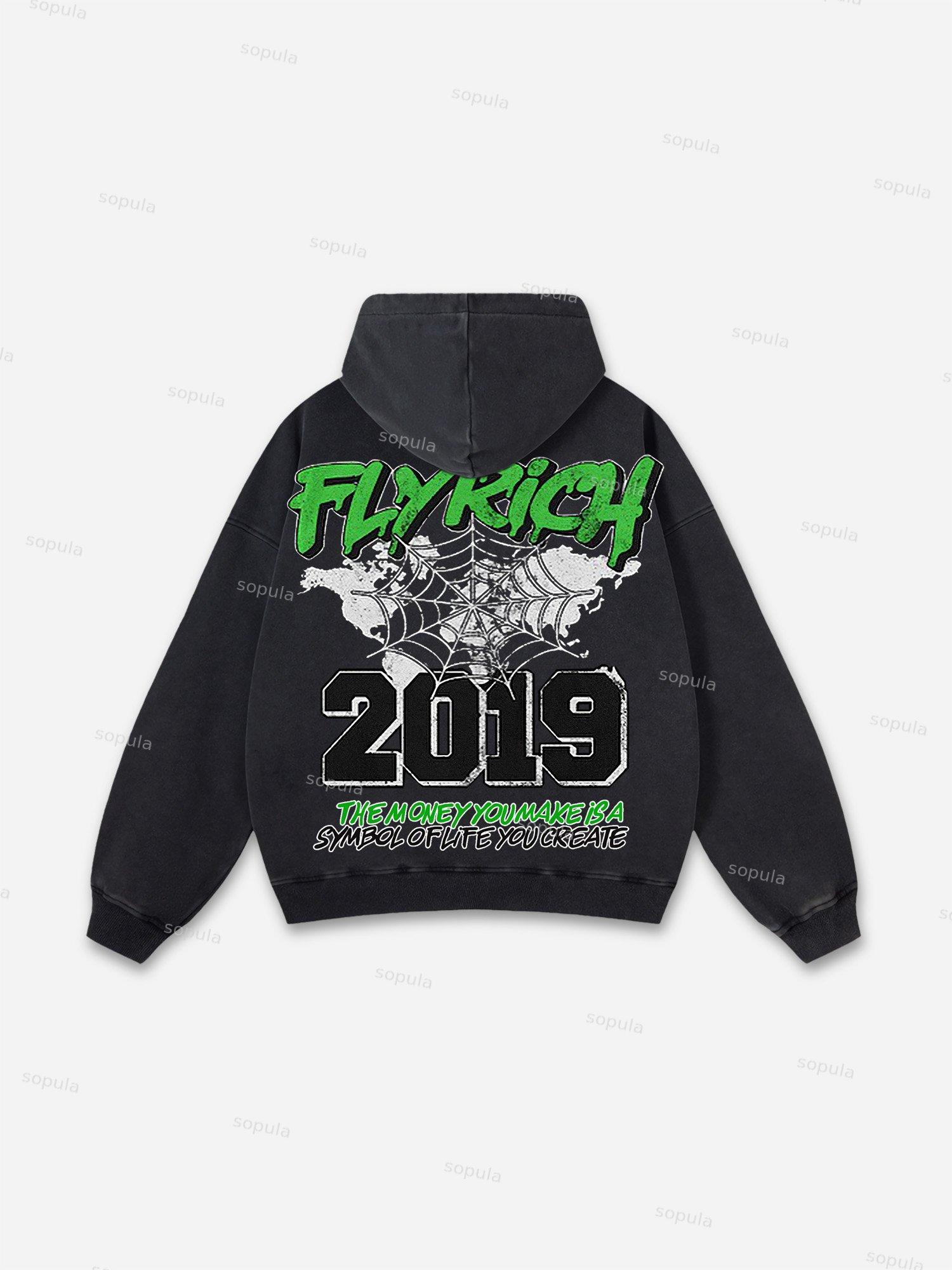 Vintage Spider Graphic Acid Washed Oversized Hoodie Product Image