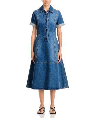 Button Front Denim Dress Product Image
