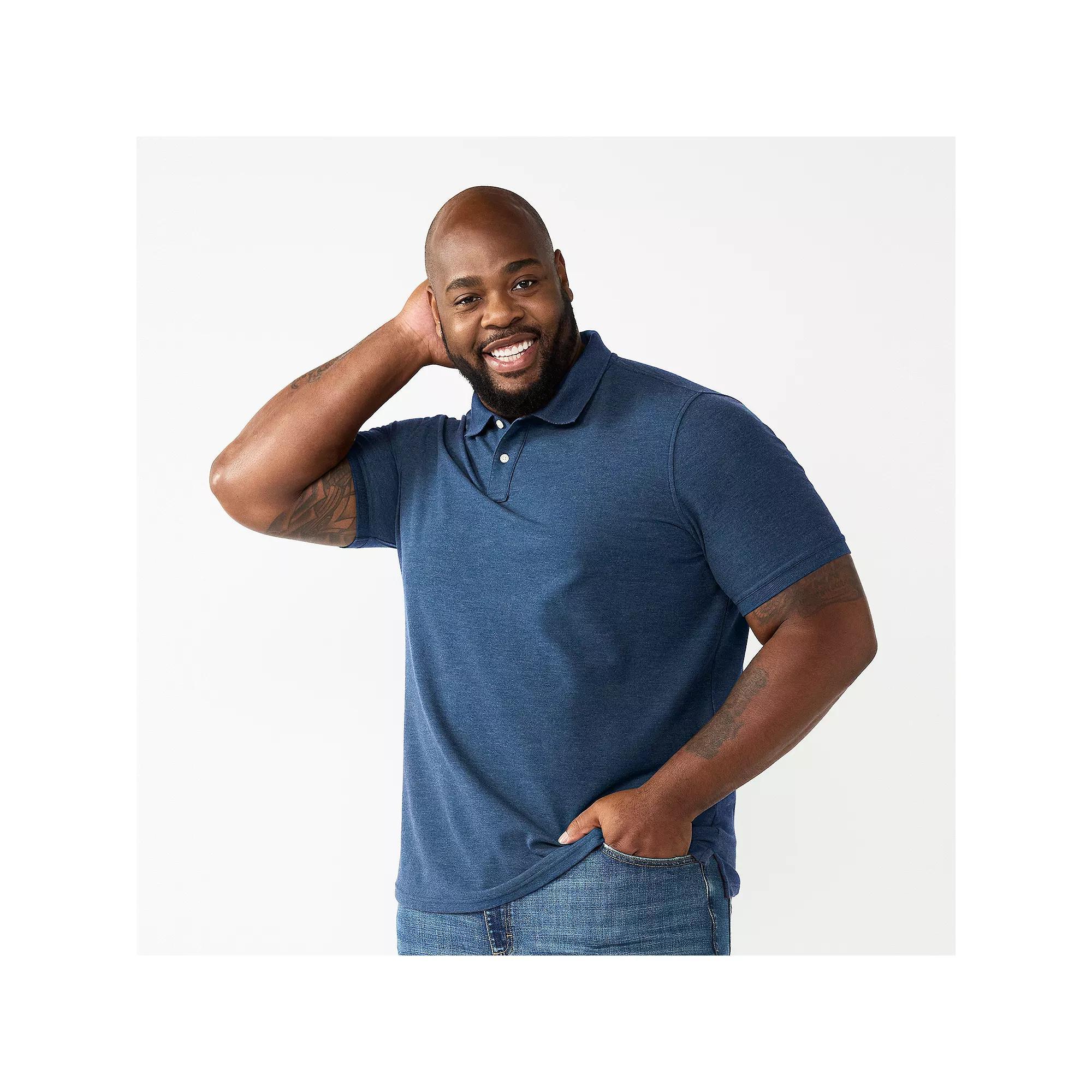 Big & Tall Sonoma Goods For Life® Pique Polo, Men's, Size: XXL Tall, Sailor Blue Product Image