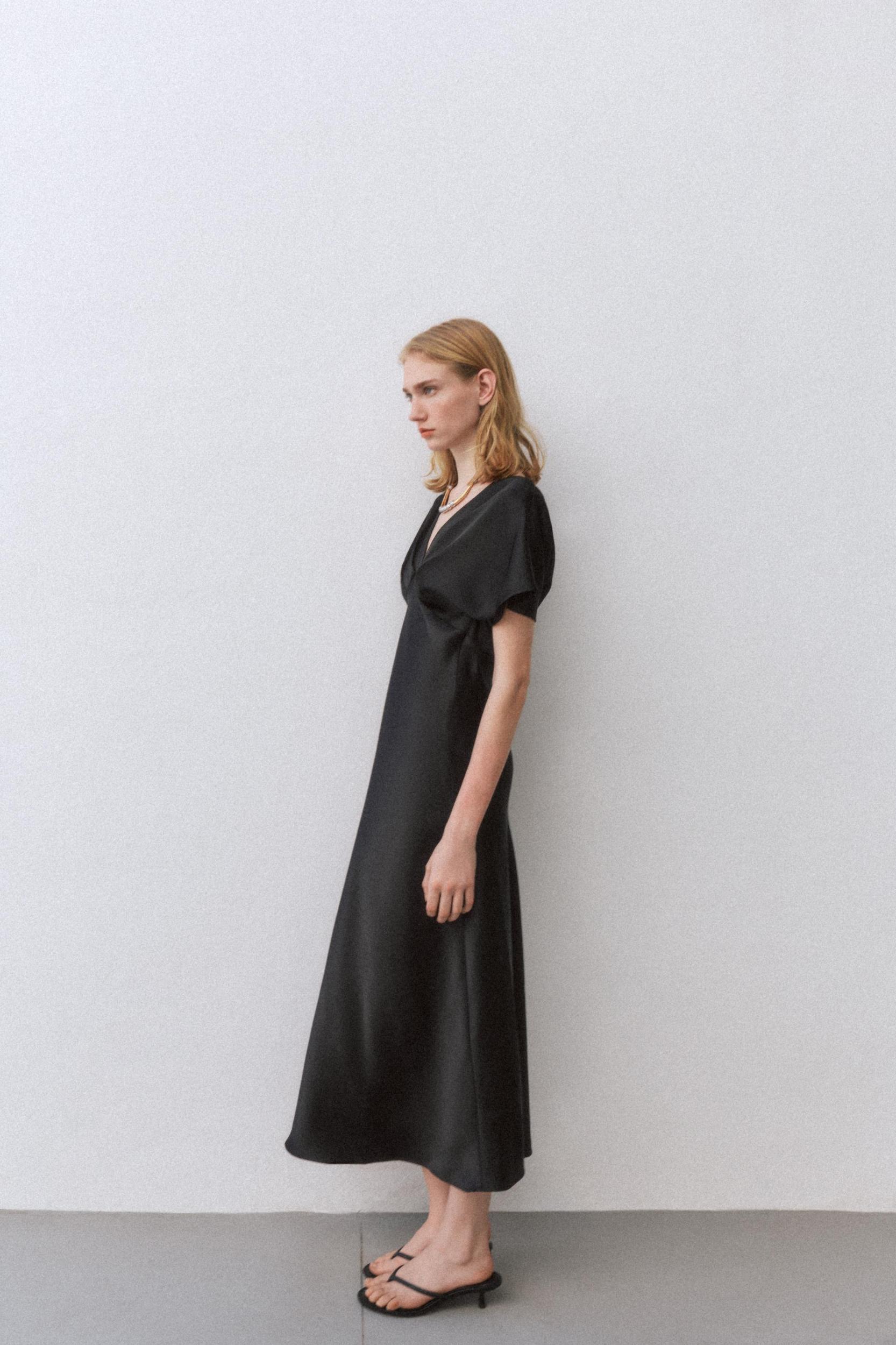 SATIN EFFECT MIDI DRESS Product Image