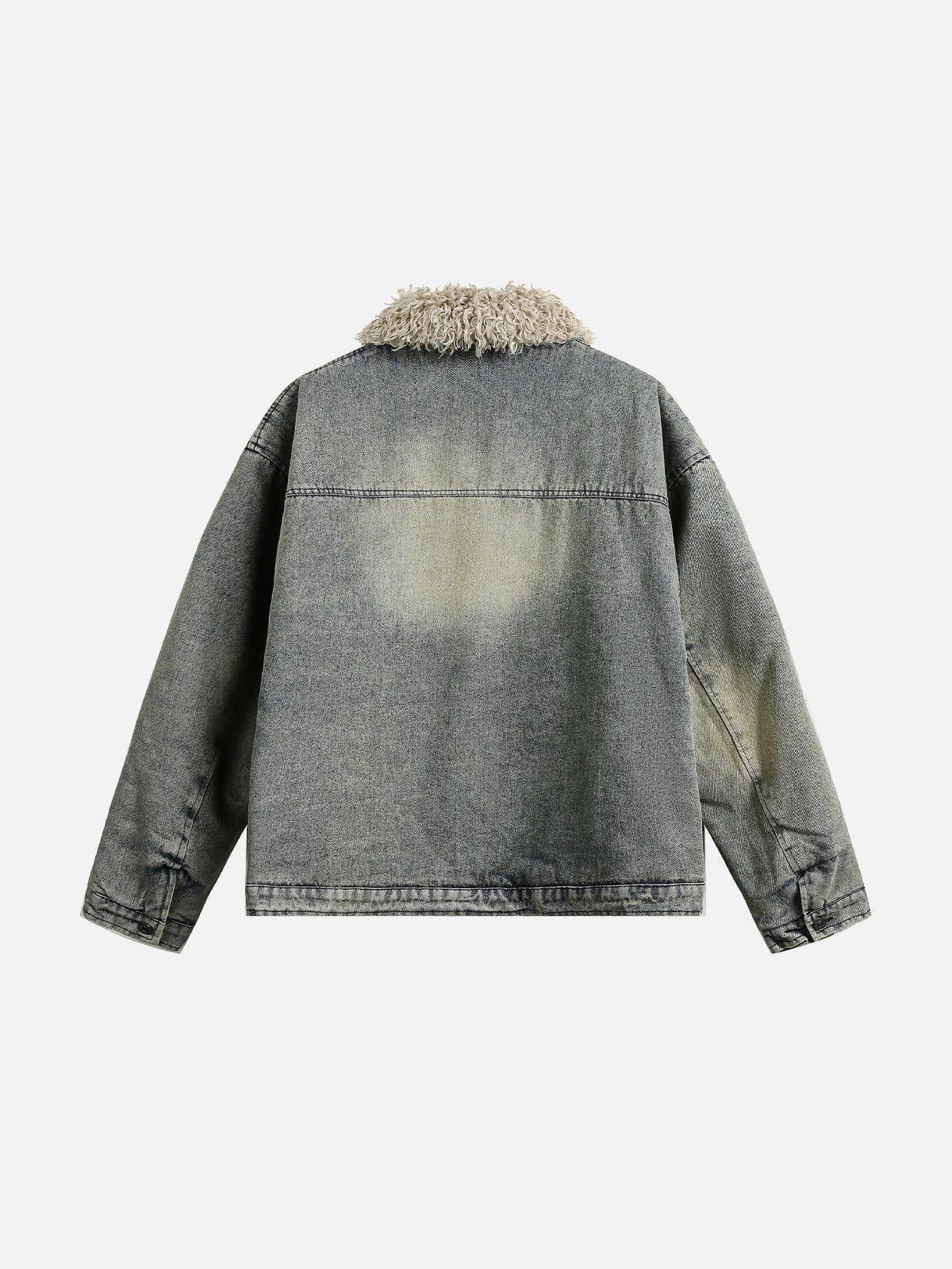 Aelfric Eden Sherpa Collar Washed Denim Coat Product Image