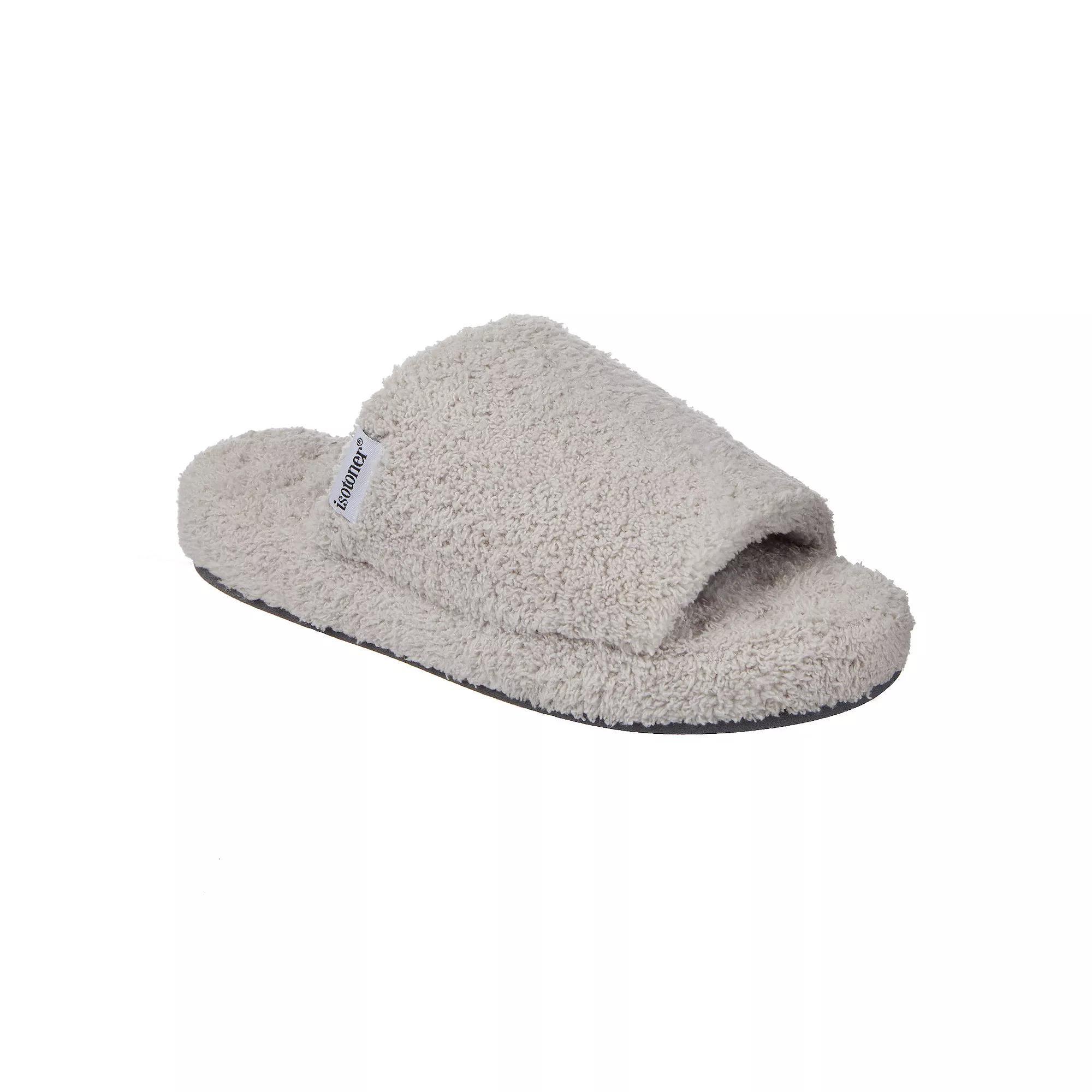 isotoner Joey Women's Cozy Plush Memory Foam Slide Slippers, Size: Medium, Blue Fog Product Image