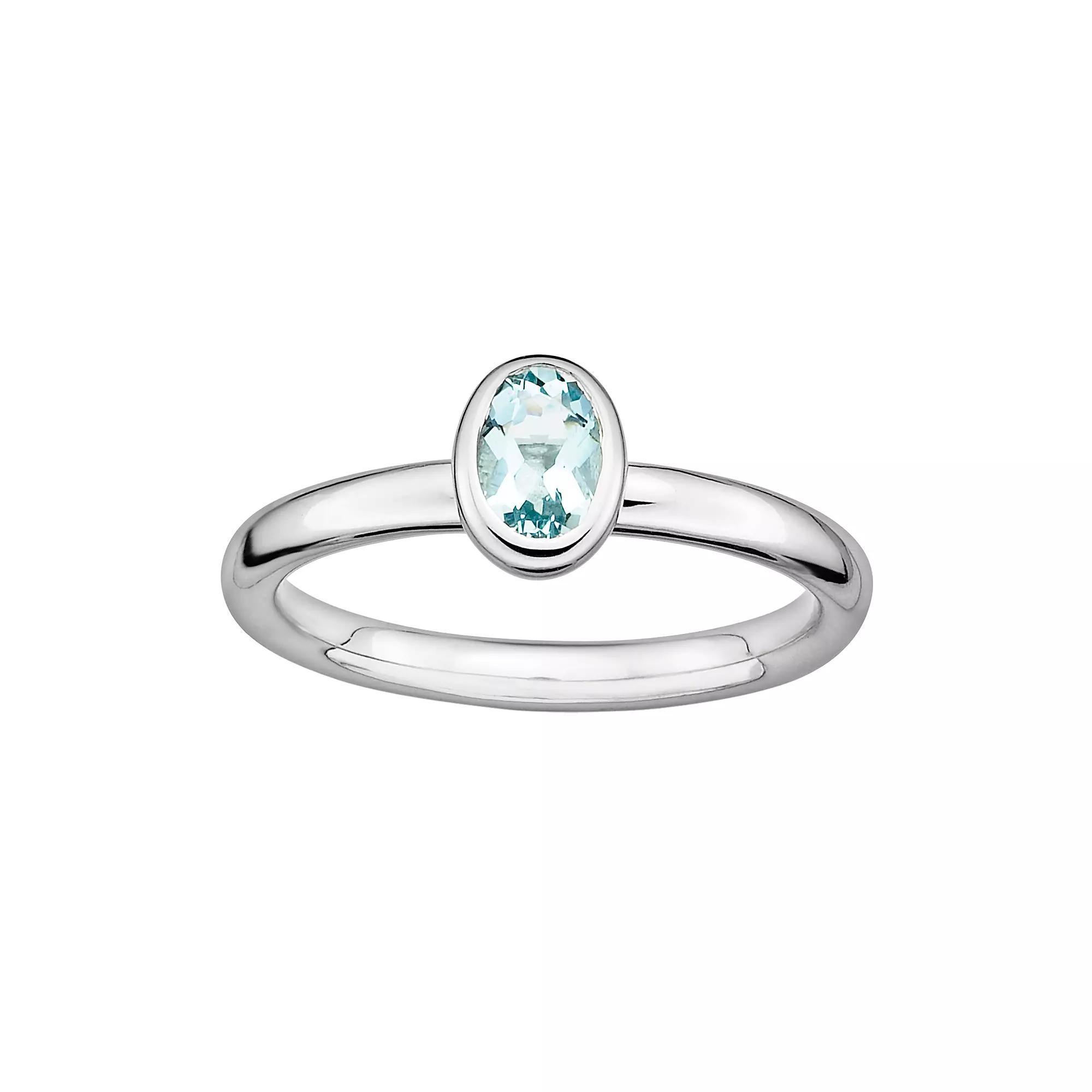 Stacks & Stones Sterling Silver Aquamarine Stack Ring, Women's, Size: 9, Blue Product Image