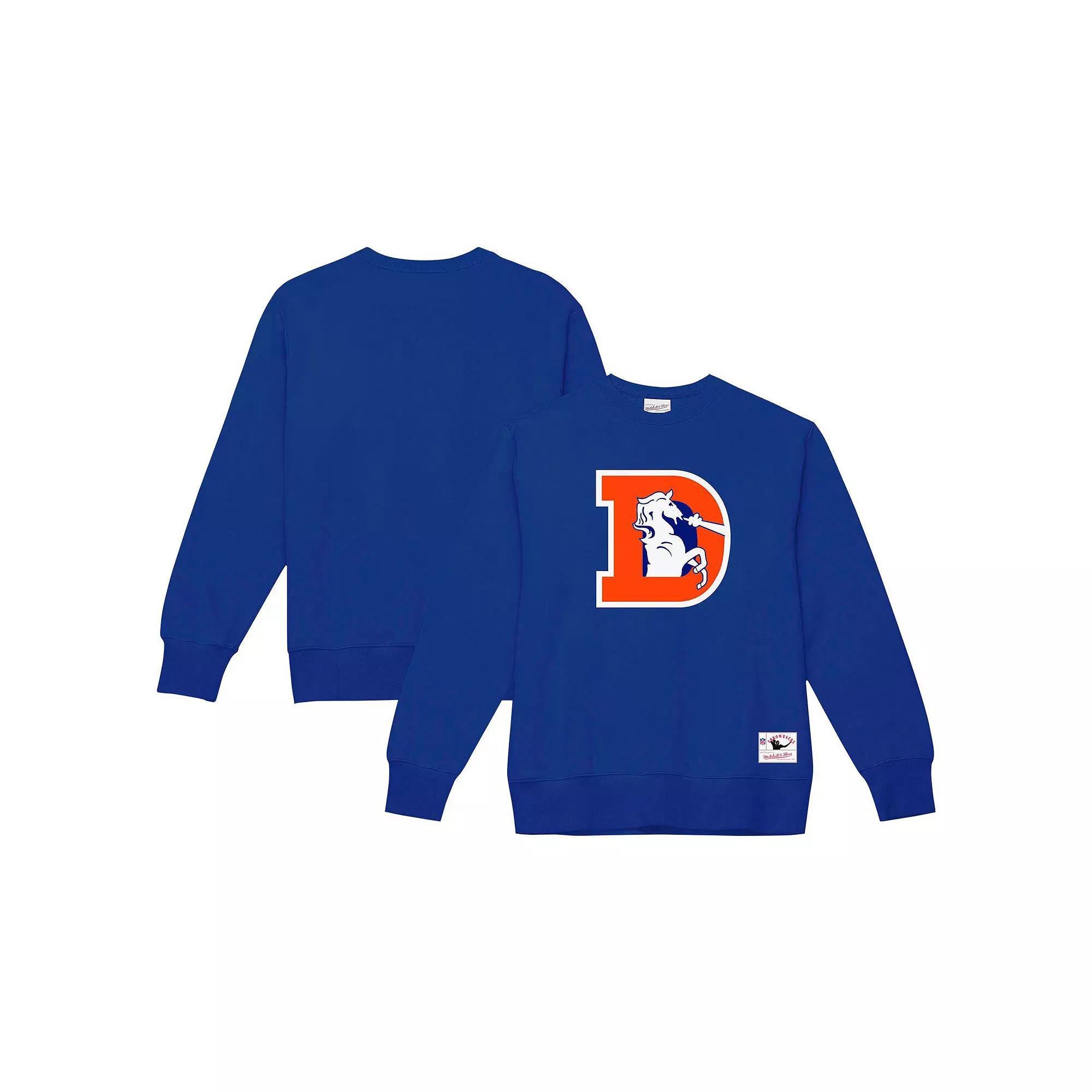 Men's Mitchell & Ness Royal Denver Broncos Basic Fleece Pullover Sweatshirt, Size: XL, Blue Product Image