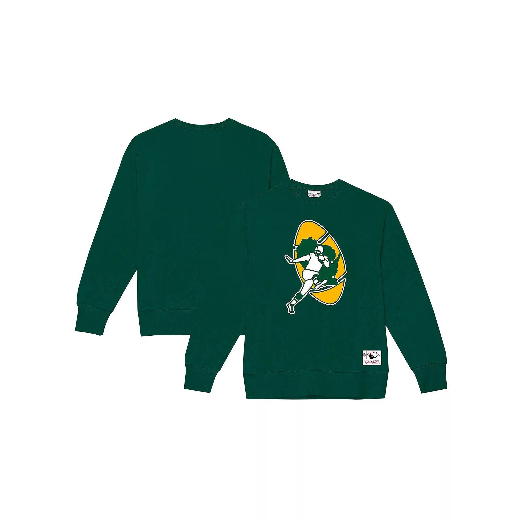 Men's Mitchell & Ness Dark Green Green Bay Packers Basic Fleece Pullover Sweatshirt,  Product Image