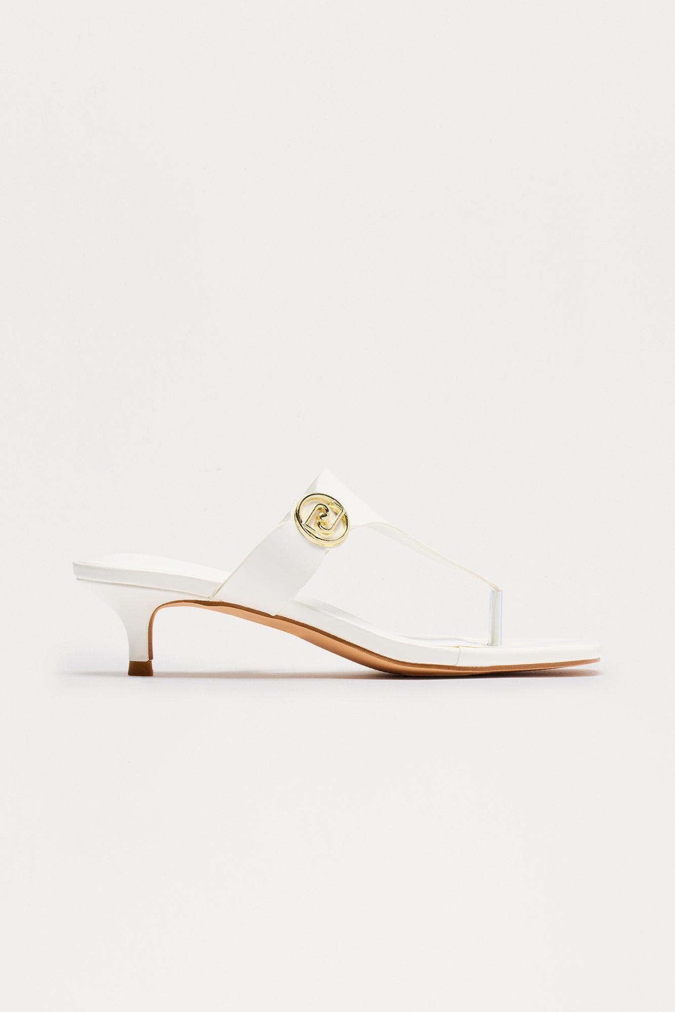 Max Kitten Heel Mules - White Product Image