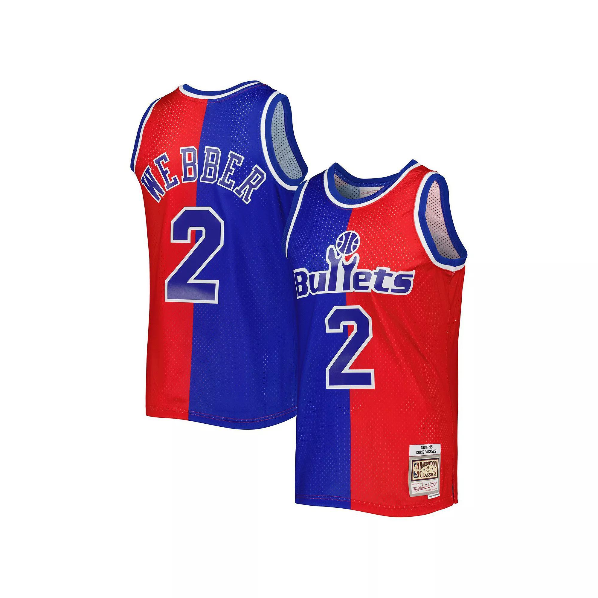 Men's Mitchell & Ness Chris Webber Blue/Red Washington Bullets Hardwood Classics 1994-95 Split Swingman Jersey, Size: Medium, Nba Blue Product Image