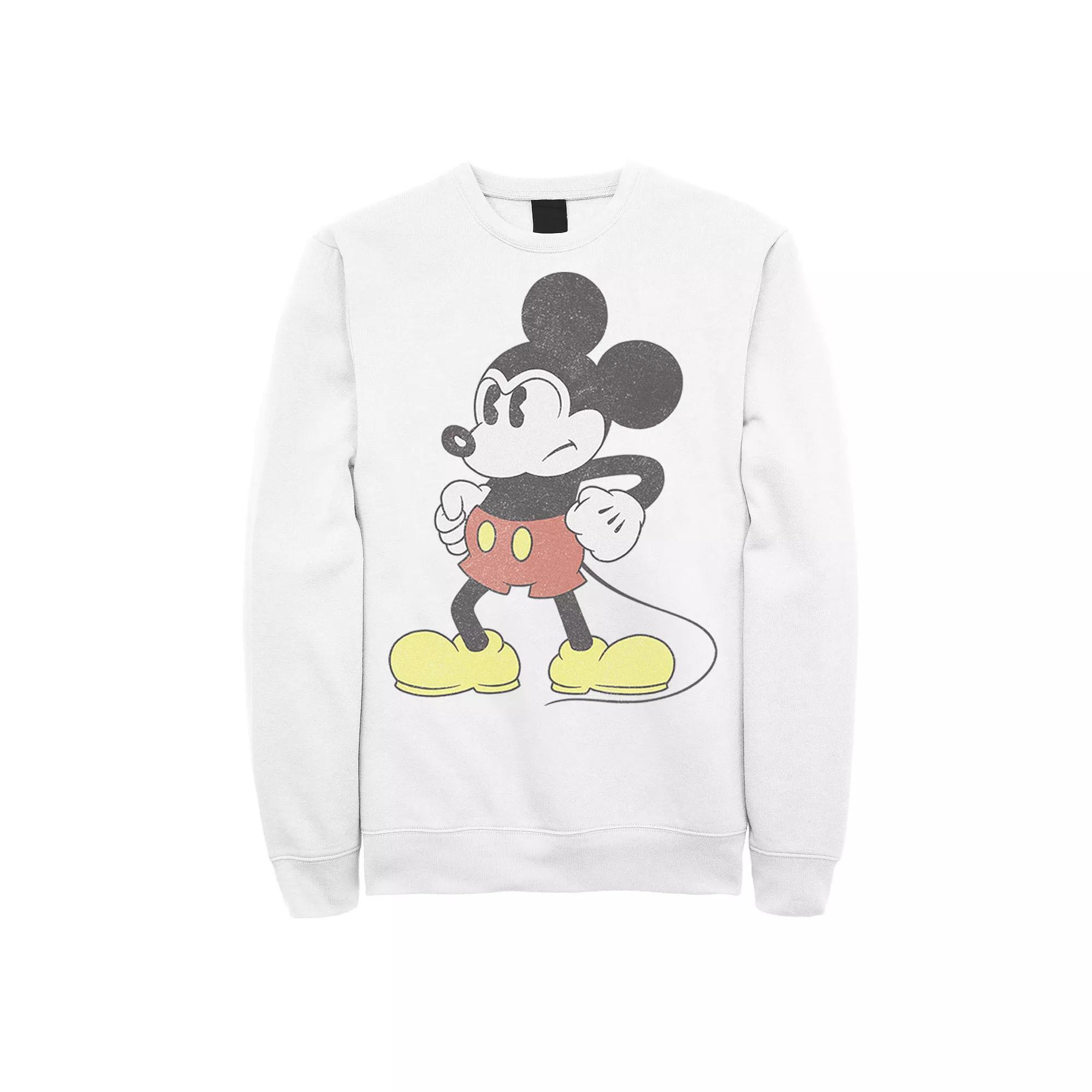 Disney's Mickey & Friends Mickey Mouse Men's Retro Grumpy Sweatshirt, Size: Large, White Product Image