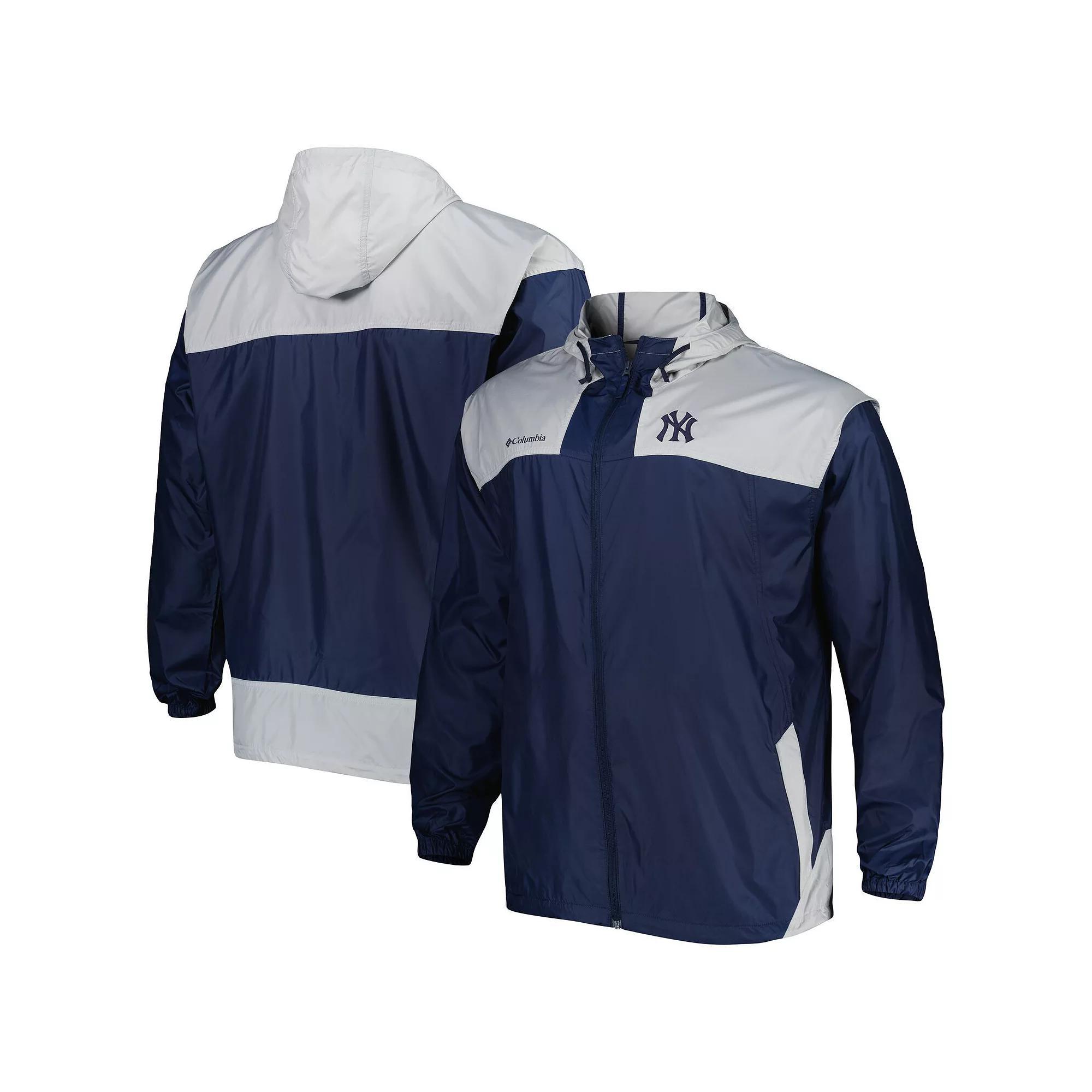 Men's Columbia Navy New York Yankees Flash Forward Challenger Omni-Shade Full-Zip Windbreaker, Size: 3XB, Blue Product Image