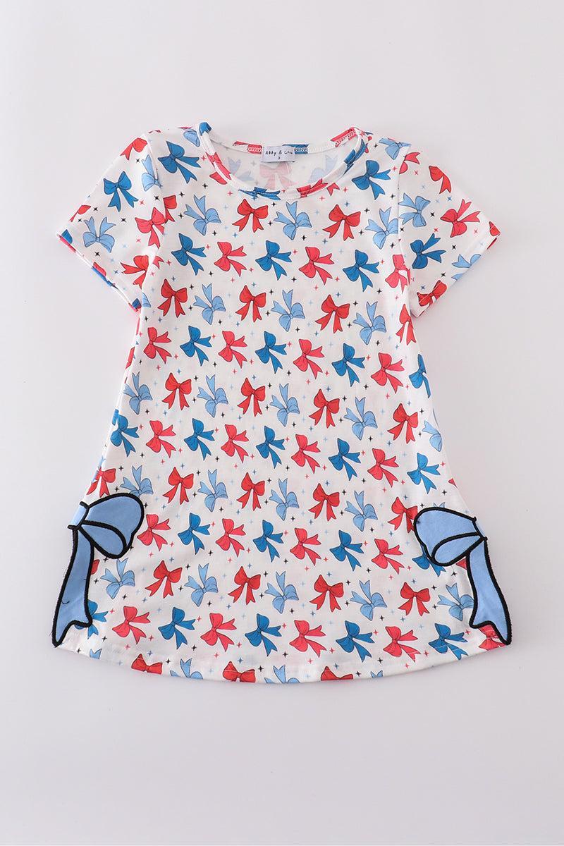 Bow applique print mom&me dress Product Image