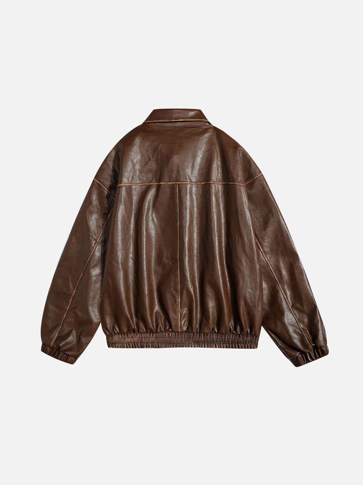 Aelfric Eden Line Patchwork Faux  Leather Jacket Product Image