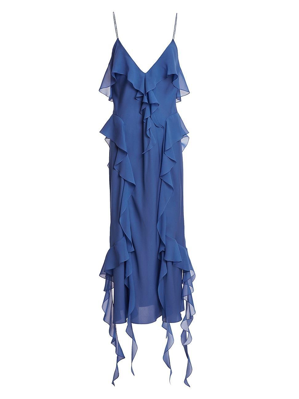 Womens Pim Ruffle Silk Maxi Dress Product Image