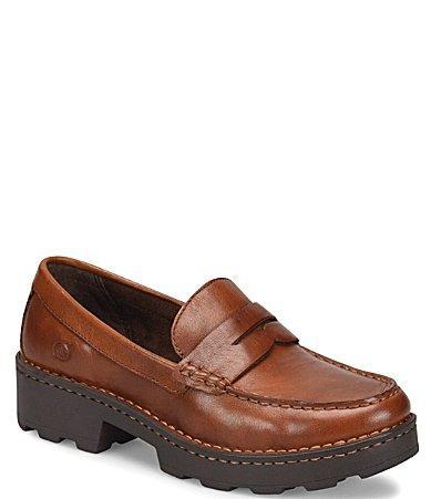 Born Carrera Leather Lug Sole Platform Penny Loafers Product Image