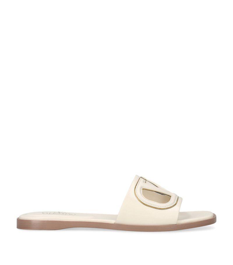 VALENTINO GARAVANI Leather Cut-out Vlogo Slides In White Product Image