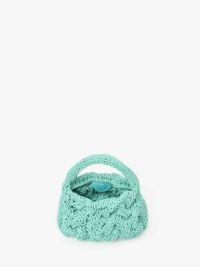 SMALL CABLE KNIT BAG - LEATHER DRAWCORD TOP HANDLE BAG in green | JW Anderson US  Product Image