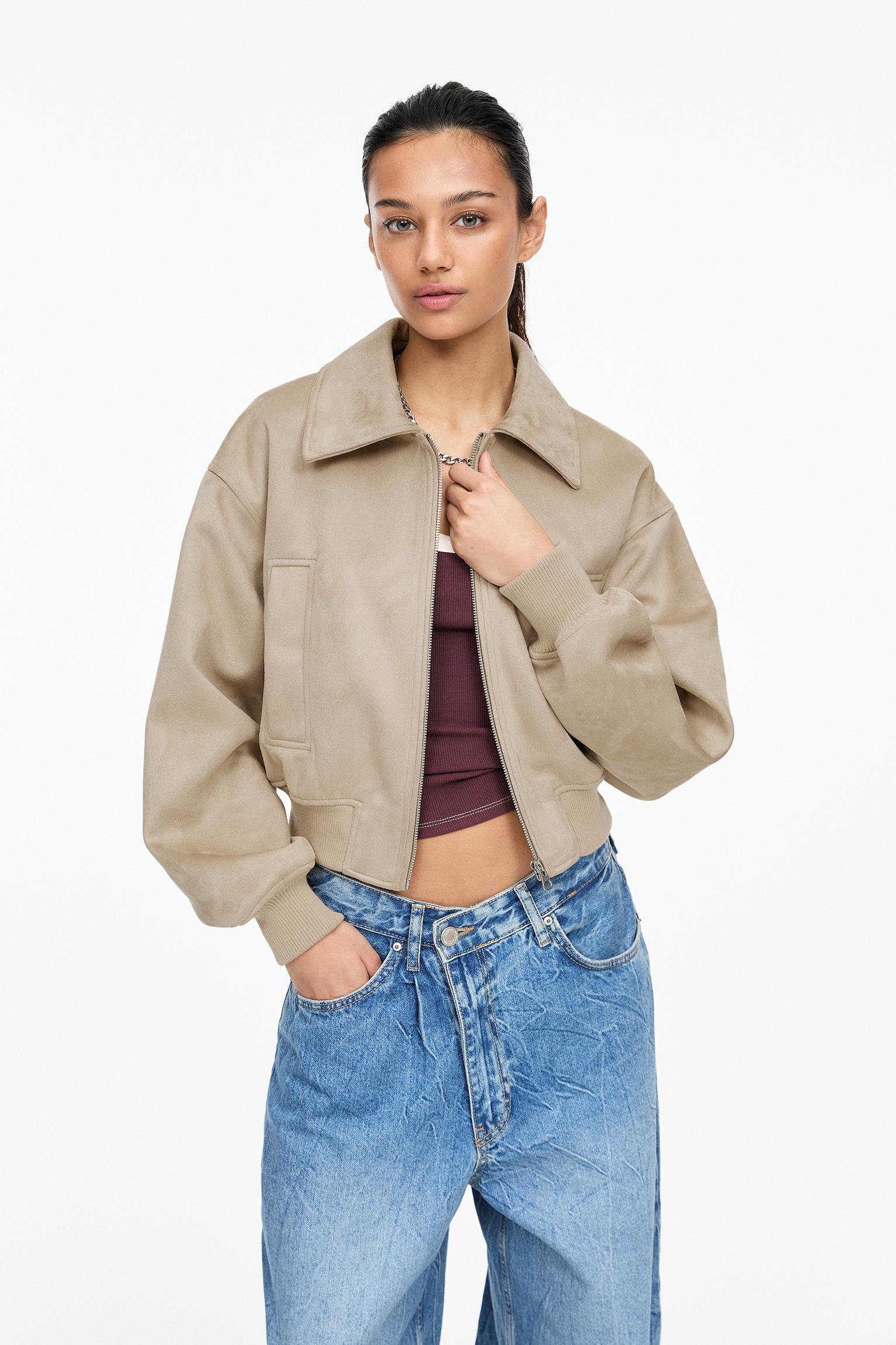 Faux suede bomber jacket Product Image