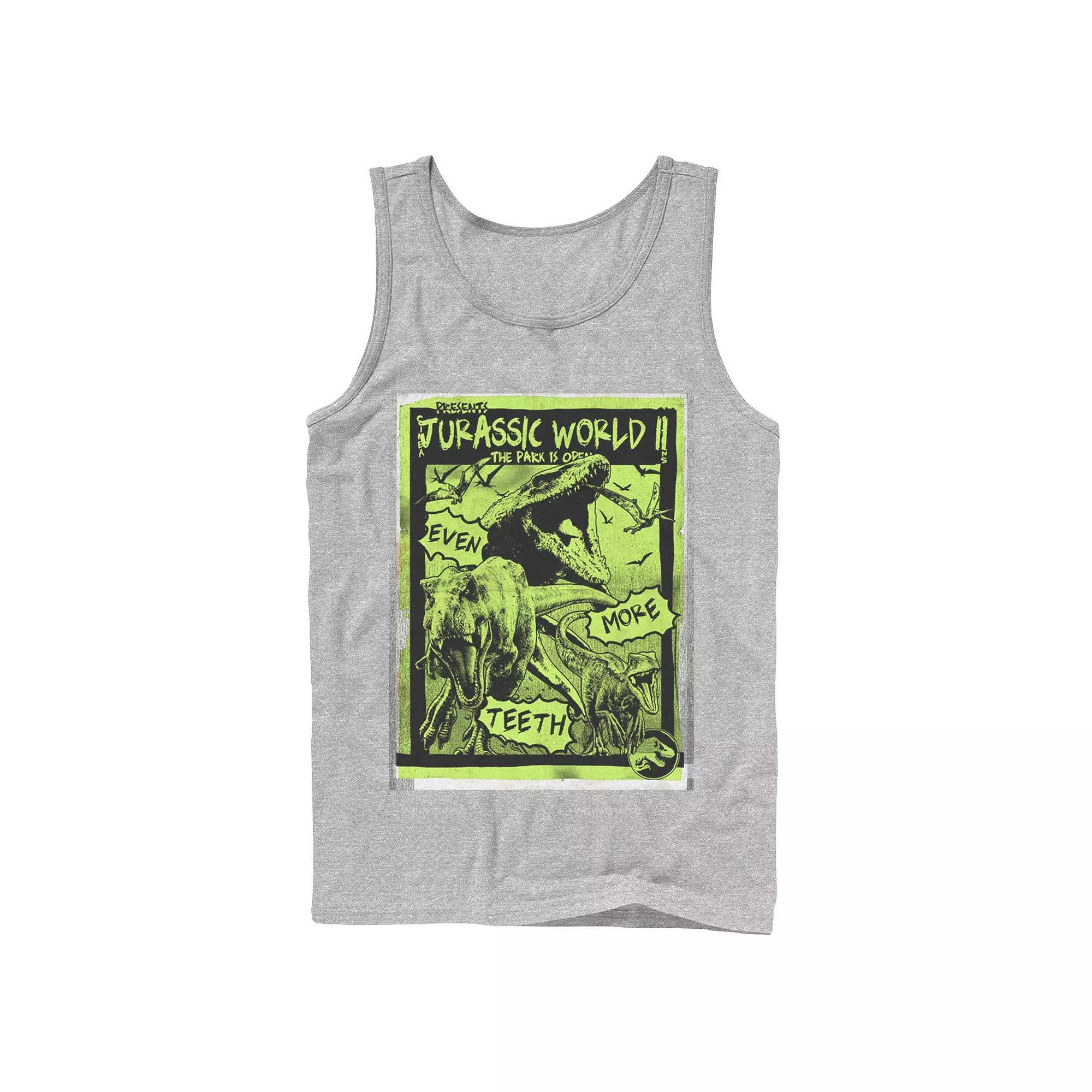 Men's Jurassic World Two T-Rex Neon Green Poster Tank Top,  Product Image