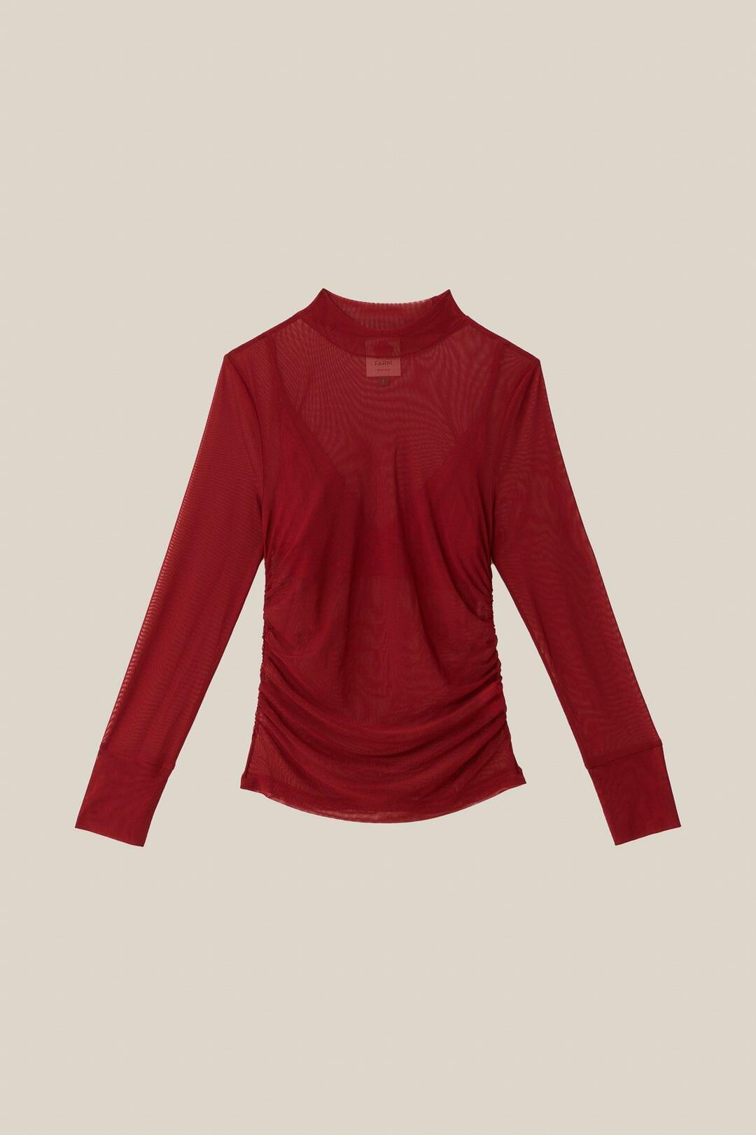 Burgundy Jersey Blouse, BURGUNDY / XS Product Image