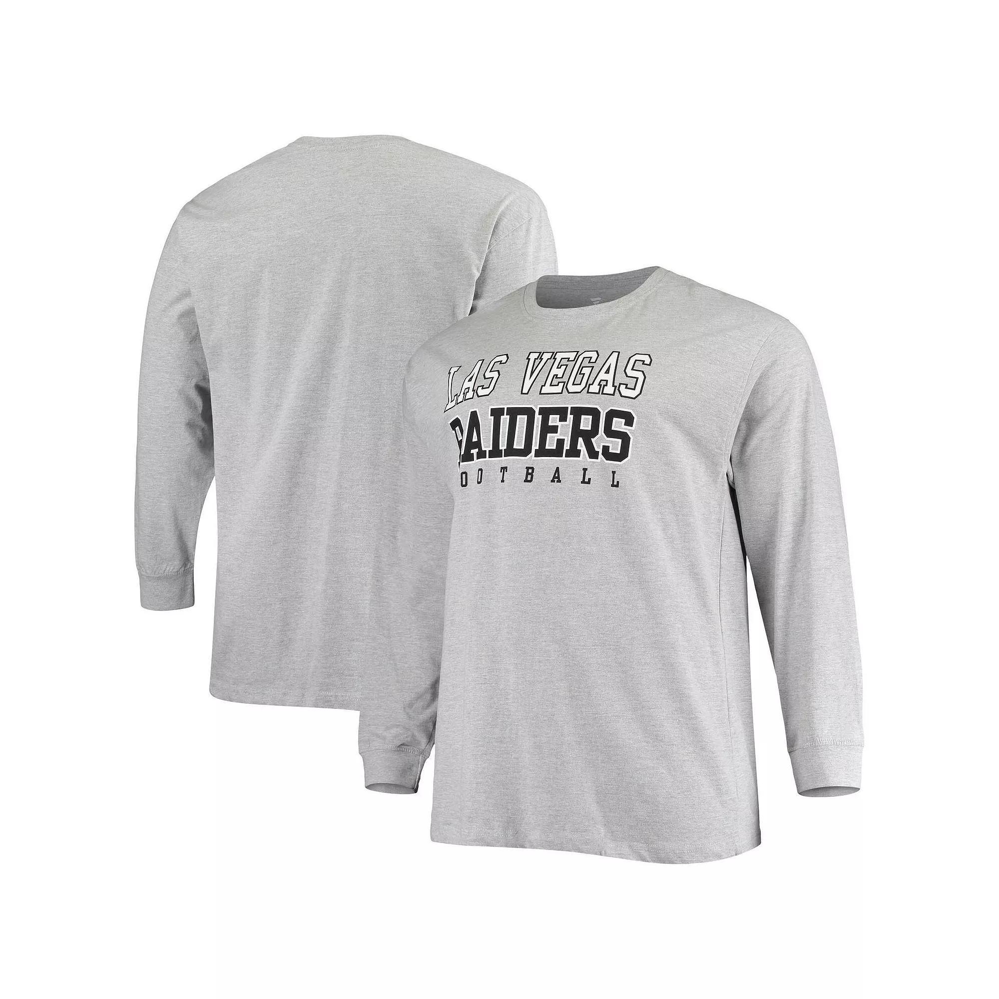 Men's Fanatics Branded Heathered Gray Las Vegas Raiders Big & Tall Practice Long Sleeve T-Shirt, Size: 2XB, Lvr Grey Product Image