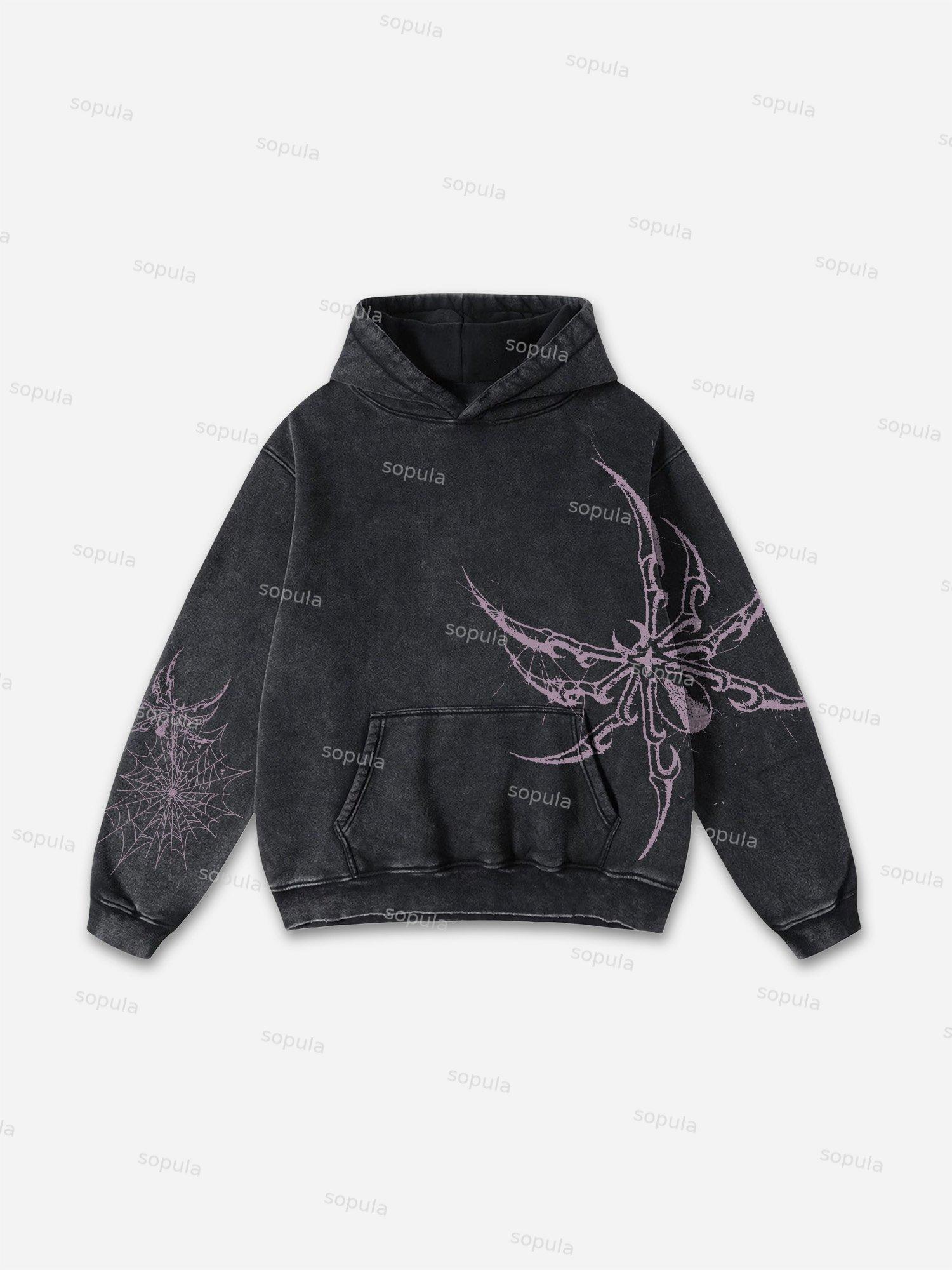 Sopula Vingate Portrait Phantom Graphic Acid Washed Oversized Hoodie Product Image