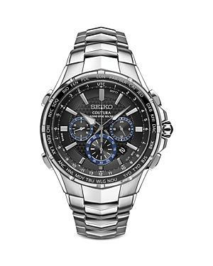 Seiko Mens Coutura Perpetual Solar Alarm Quartz Chronograph Gold Bracelet Watch Product Image