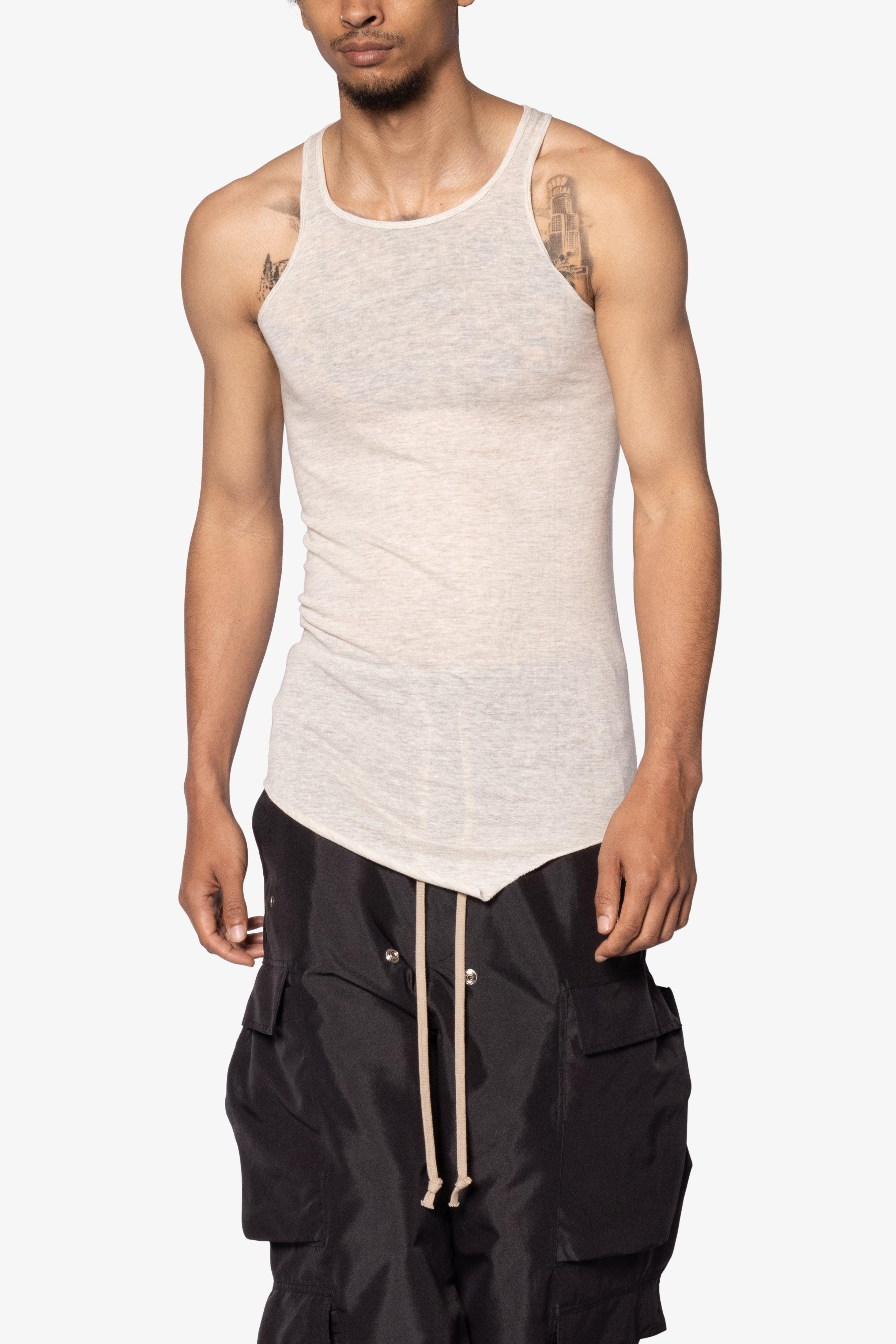 Sheer Knit Racer Tank - Grey Product Image